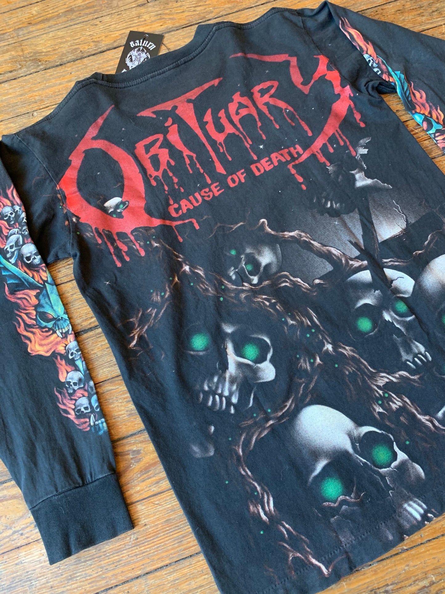 Vintage Obituary Cause Of Death All Over Print Long Sleeve T-Shirt