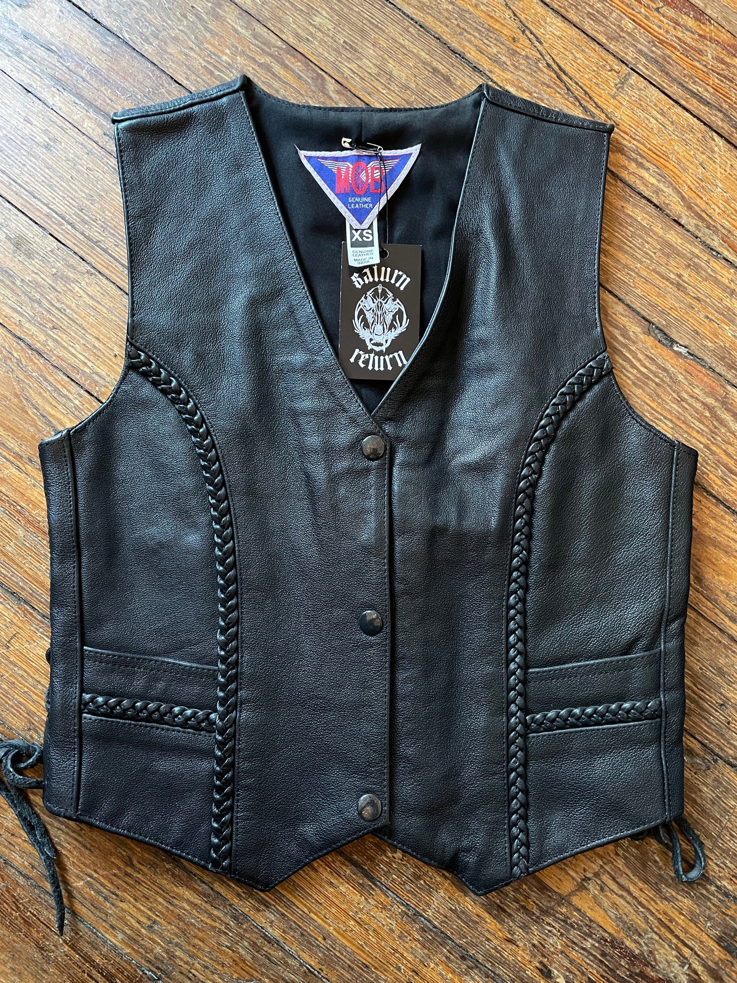 Pre-Loved MOB Black Leather Biker Vest