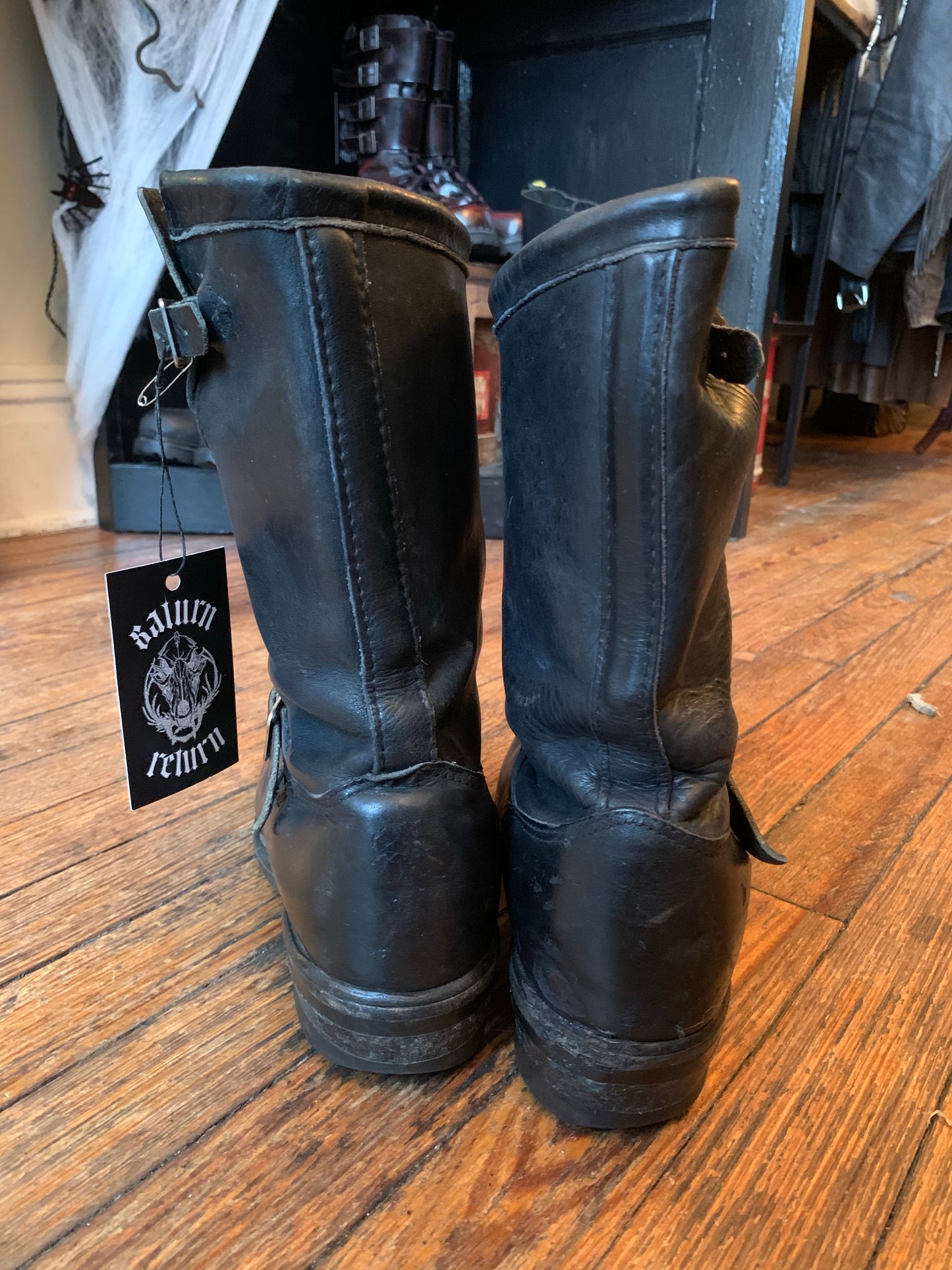 Chippewa Black Leather Steel Toe Engineer Boots