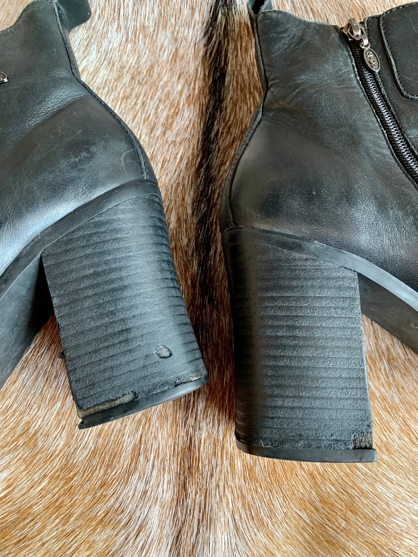 Vintage Harley-Davidson Leather Chunky Heel Ankle Boots