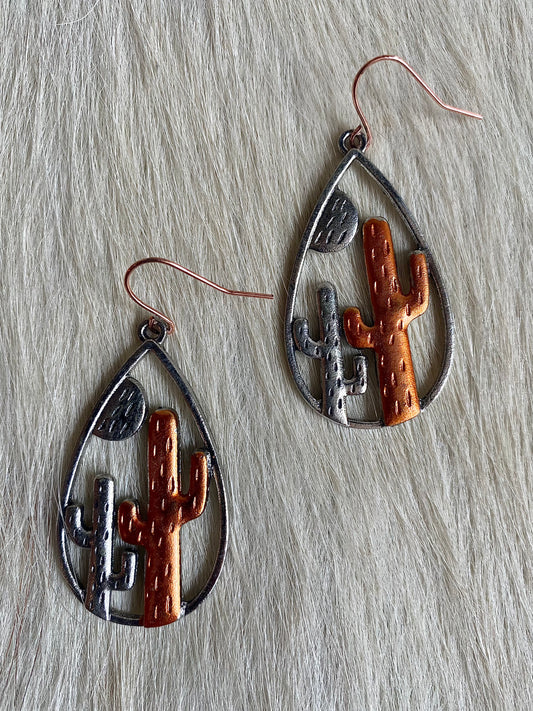 Copper & Silver Teardrop Earrings