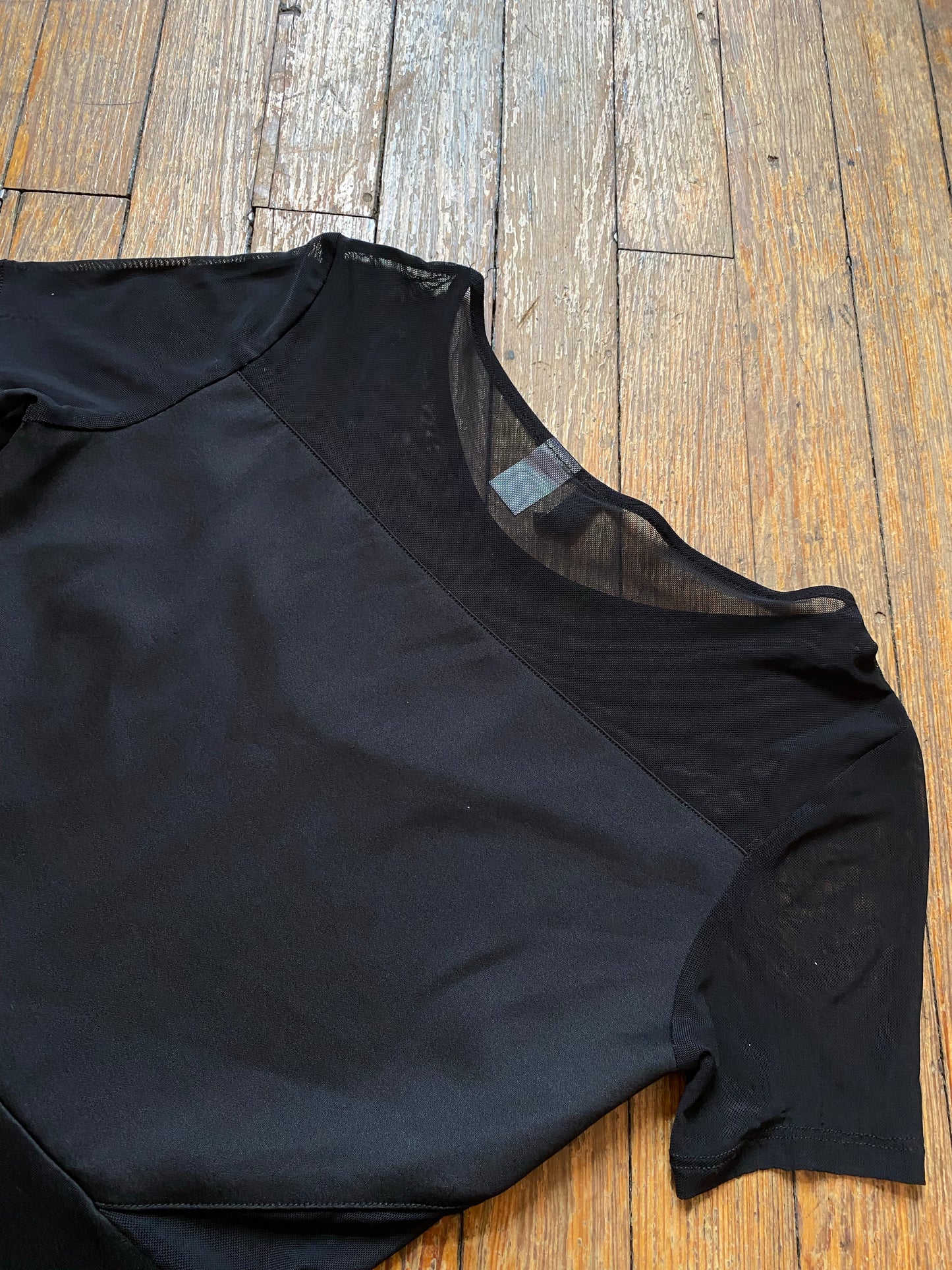 Black Neoprene and Mesh Cutout Skater Dress