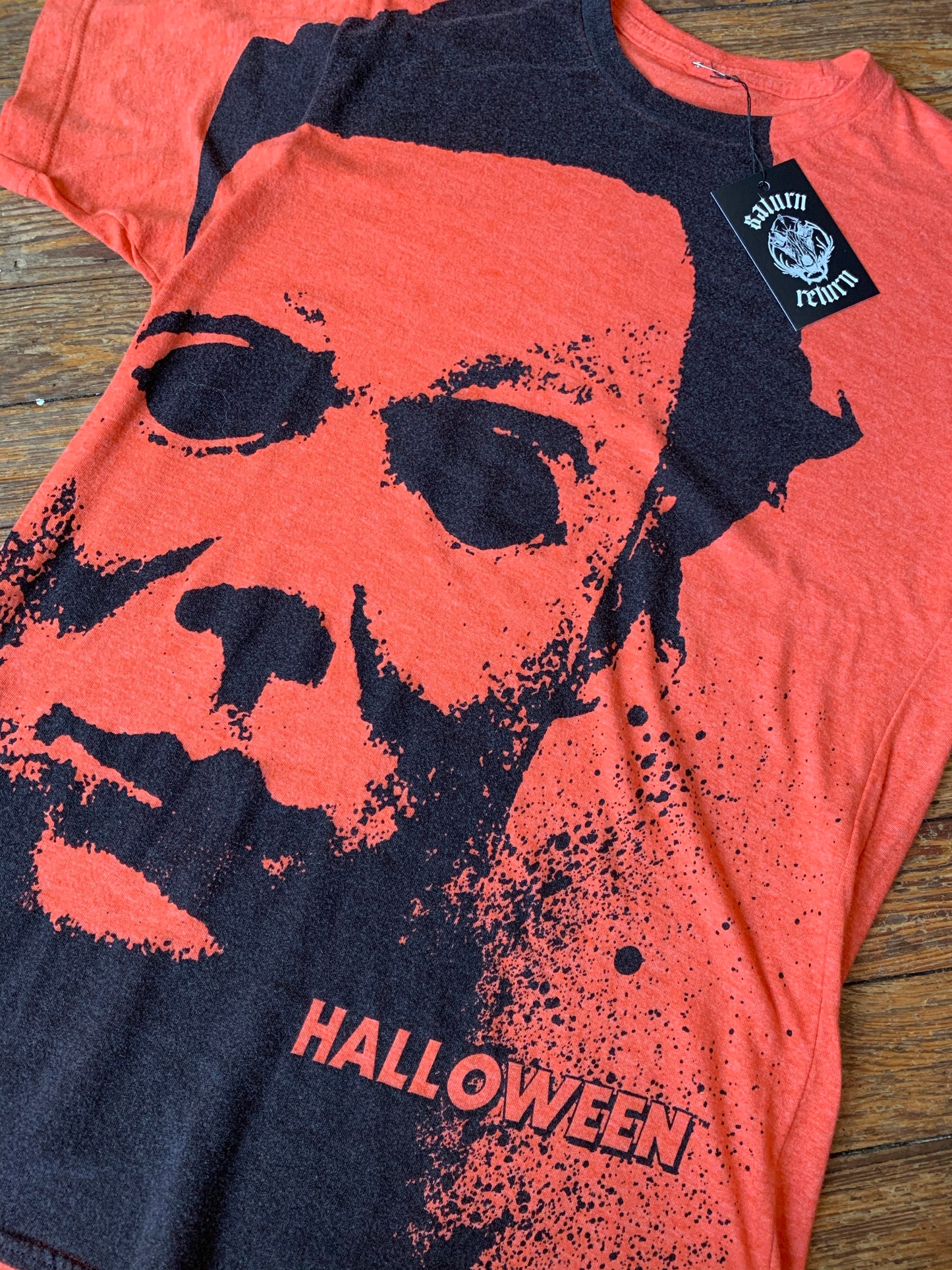 Pre-Loved Orange Halloween Michael Myers Horror Movie T-Shirt