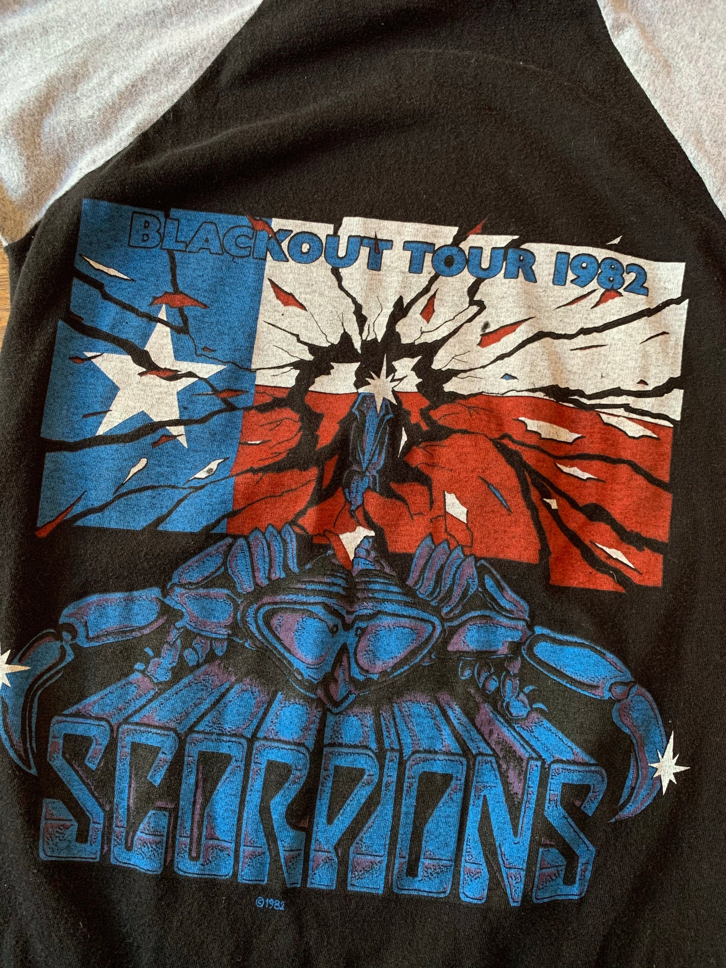 Rare Vintage 1982 Scorpions Texas Blackout Tour Ringer T-Shirt Raglan
