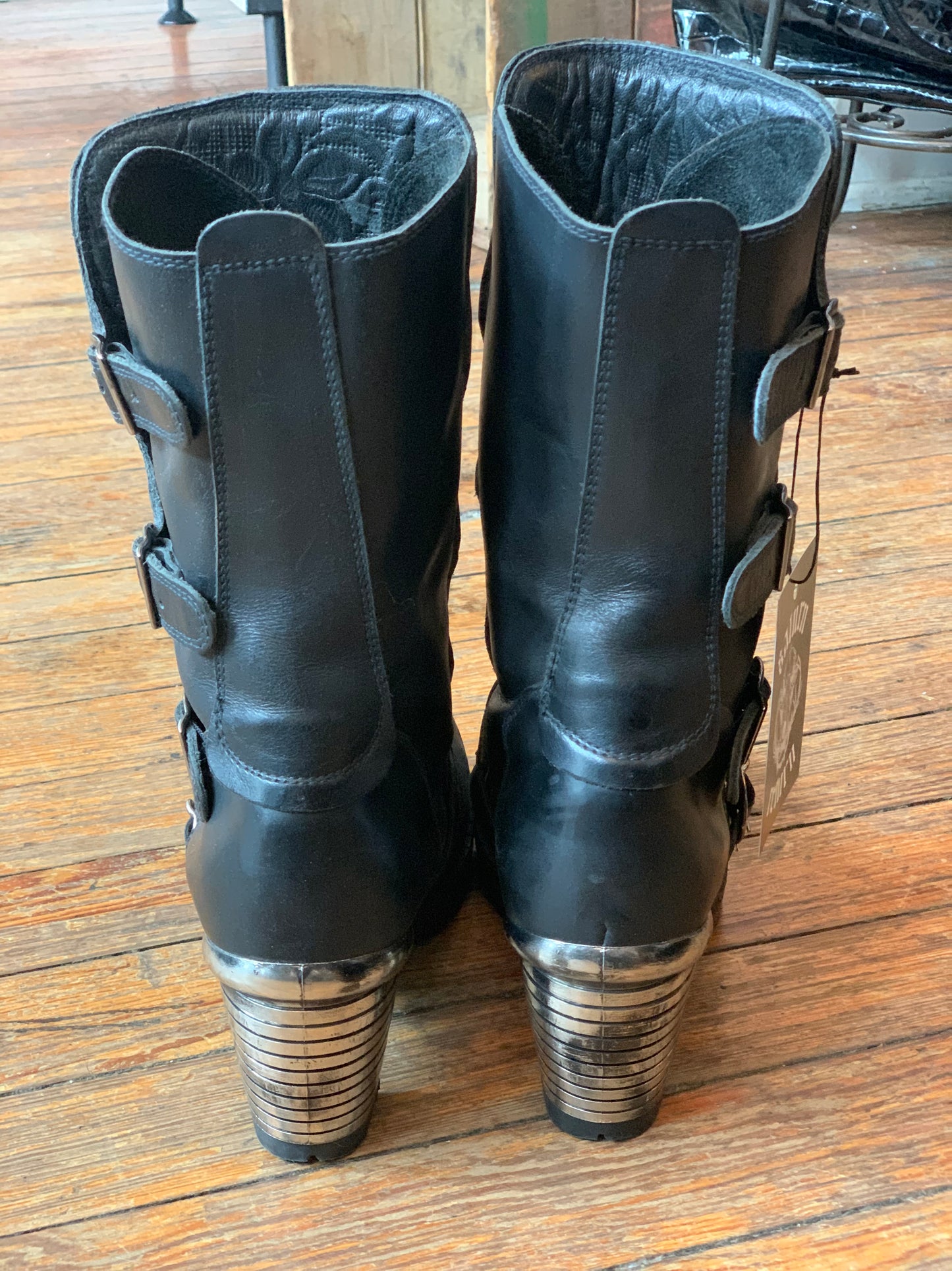 New Rock Black Leather Trail Boots