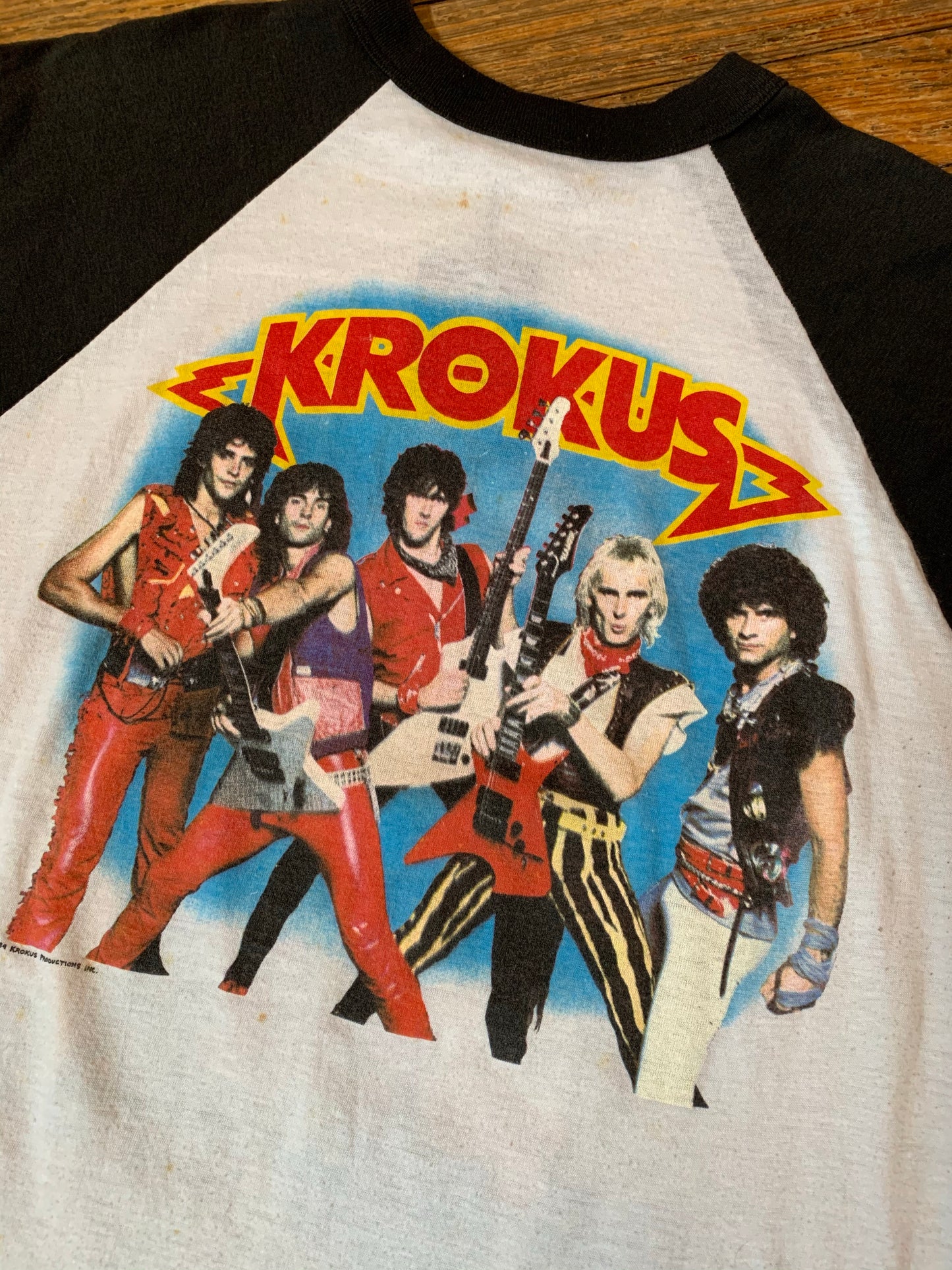 Vintage 1984 Krokus The Blitz Rock The Nation Raglan Baseball T-Shirt