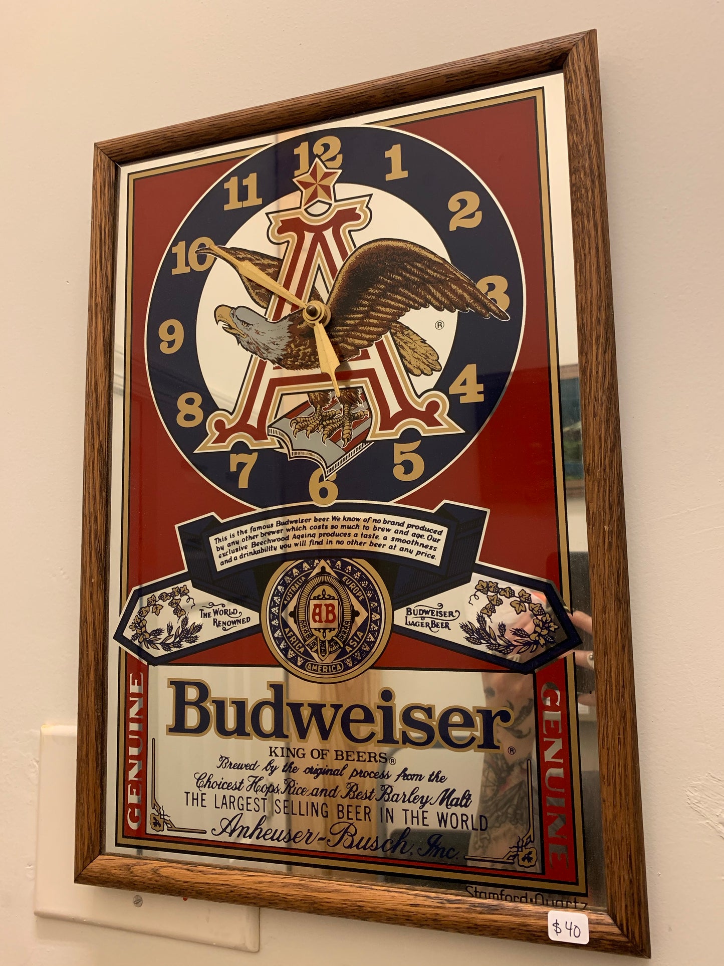 Vintage Budweiser Clock Mirror