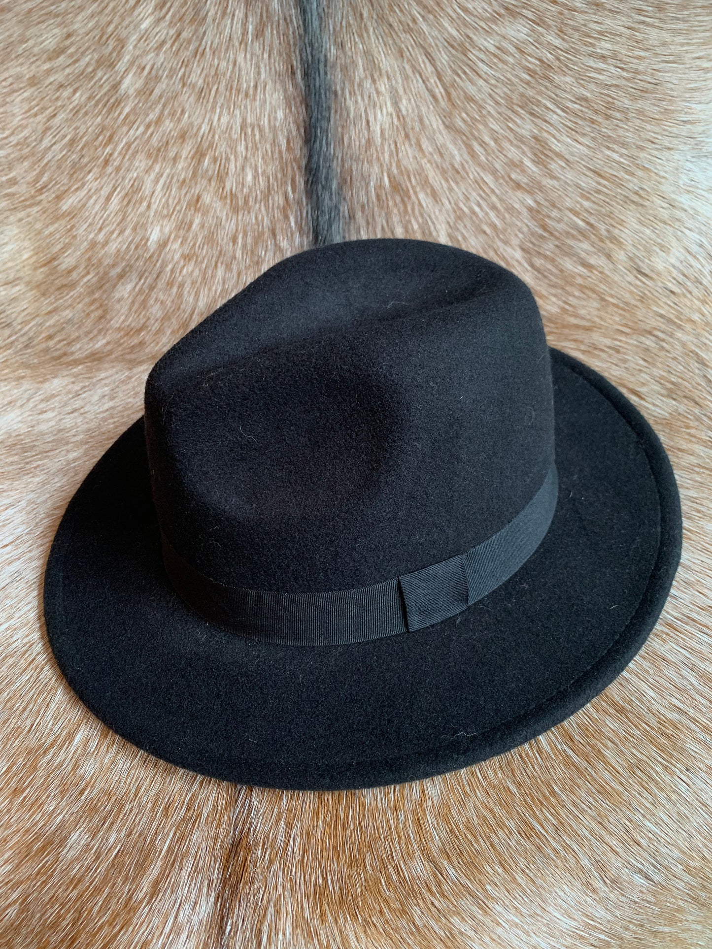 Black Wide Brimmed Fedora Hat