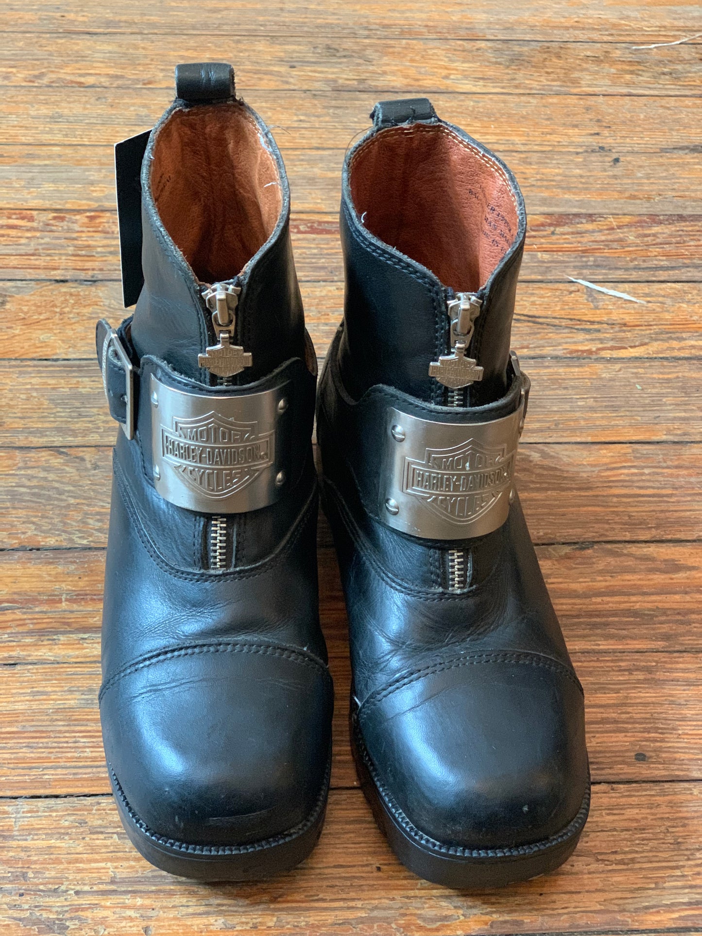 Vintage Harley-Davidson Black Leather Steel Buckle Boots
