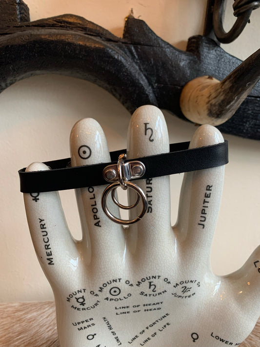 Vegan Leather Small Double O-Ring Choker