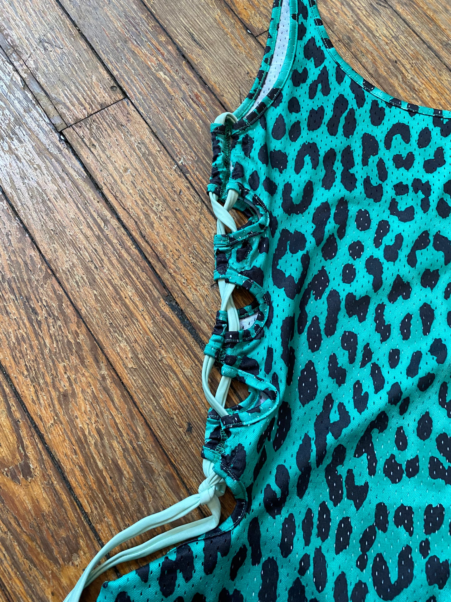 Grimey Green Leopard Print Mini Bodycon Dress With Tie Side Detail