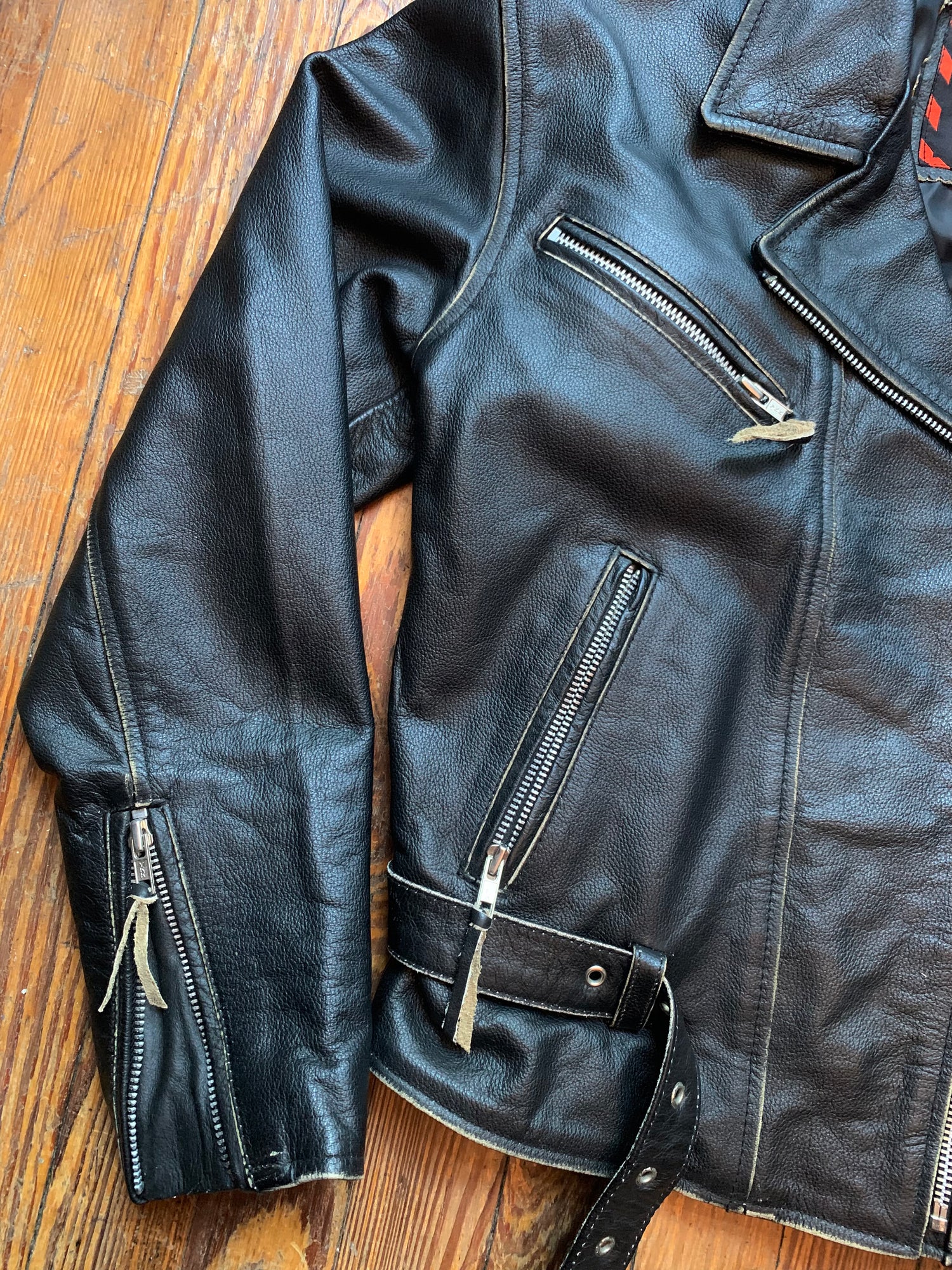 Vintage Interstate Leather Motocycle Jacket w/ Braid Detail