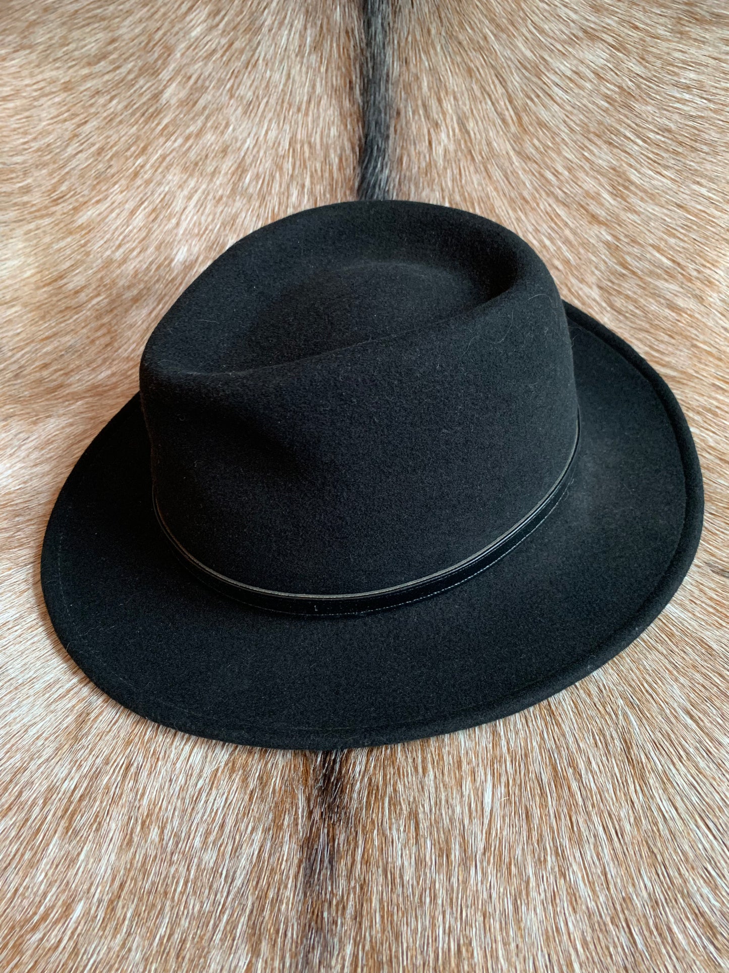 Vintage Stetson Black Wool Wide Brimmed Fedora Hat