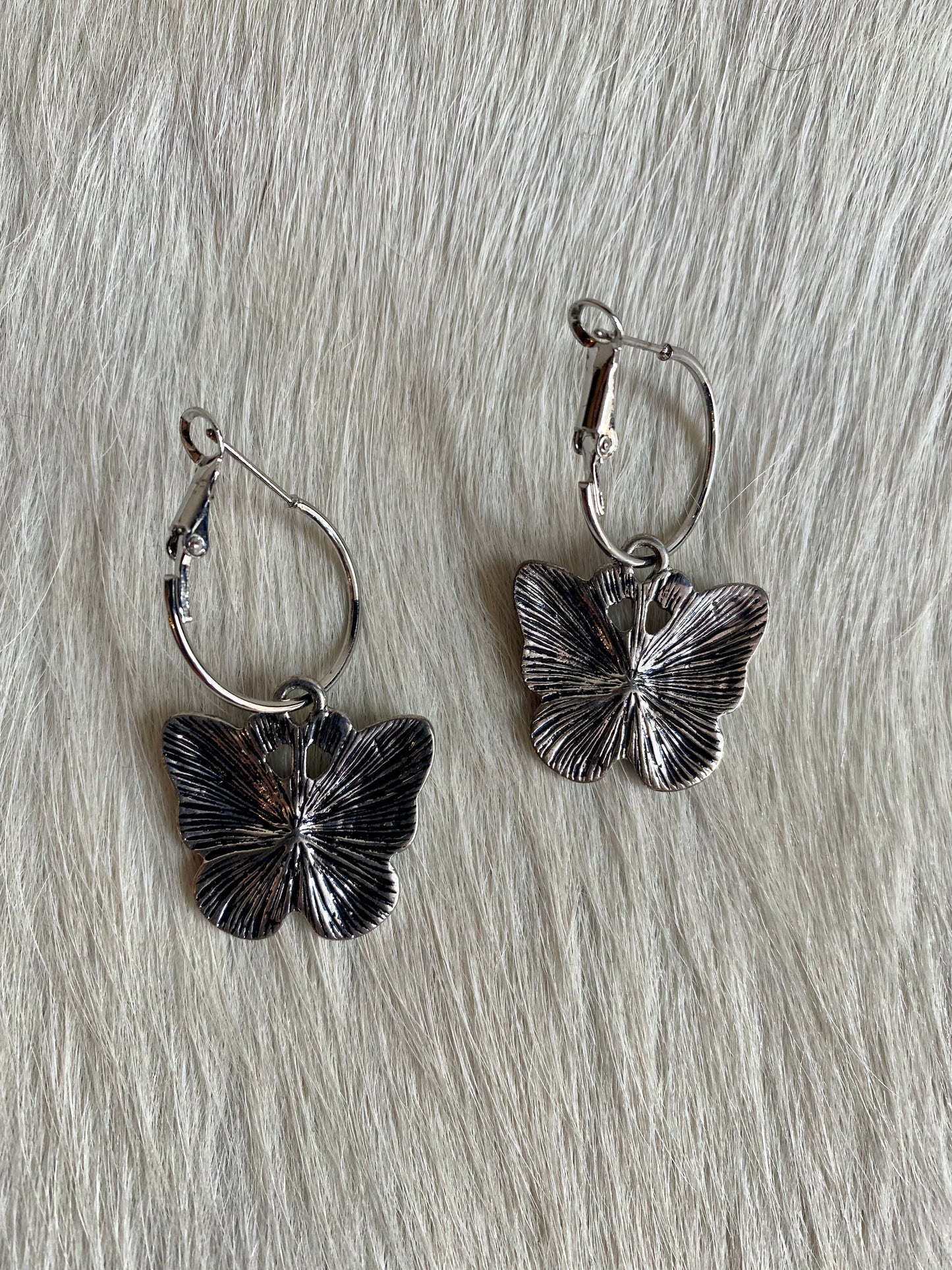 Hoop & Red Butterfly Earrings