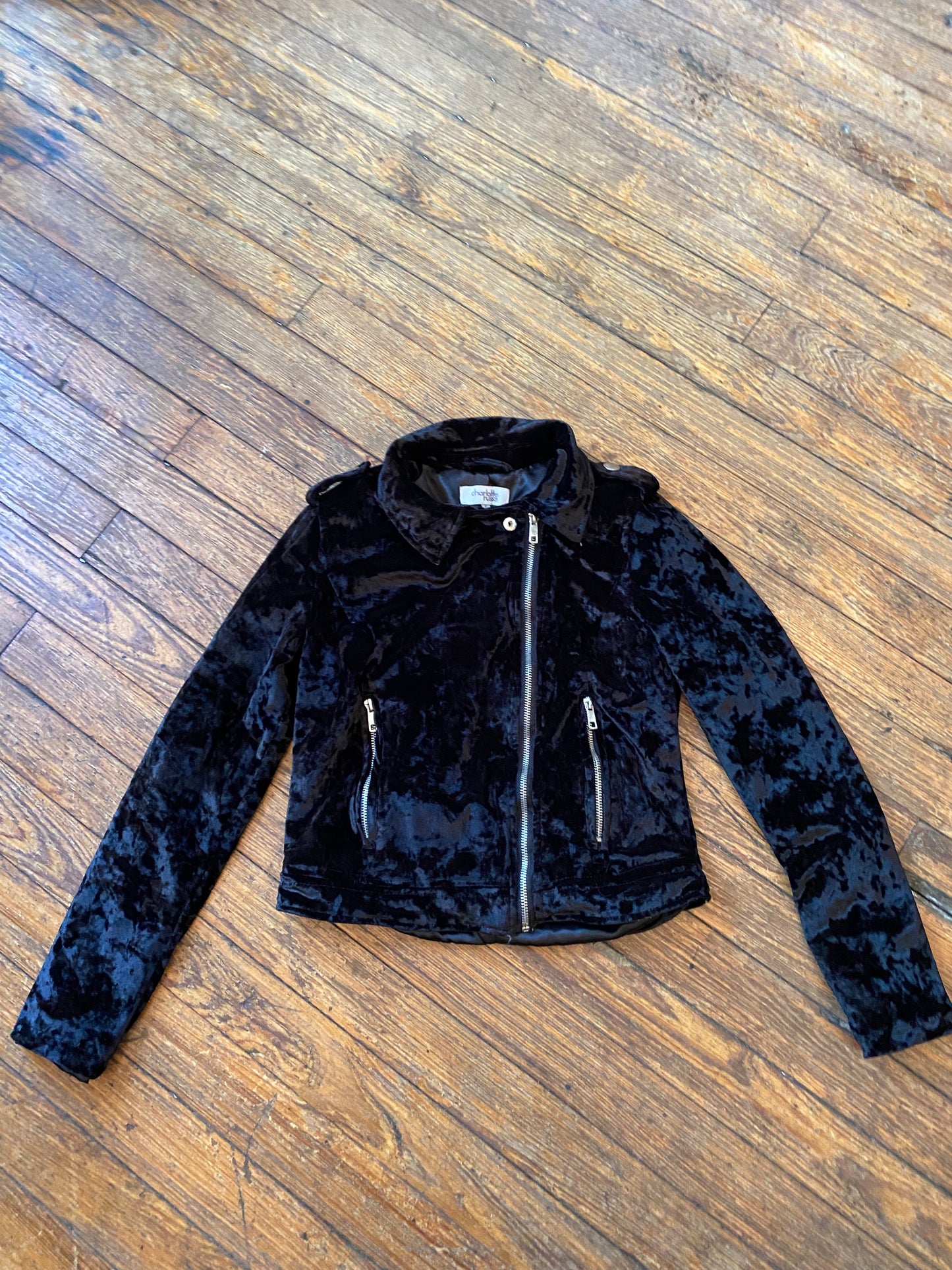 Black Velvet Moto Jacket