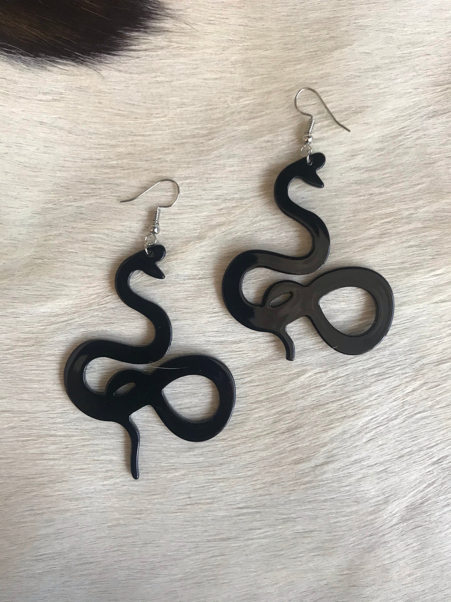Large Black Snake Earrings
