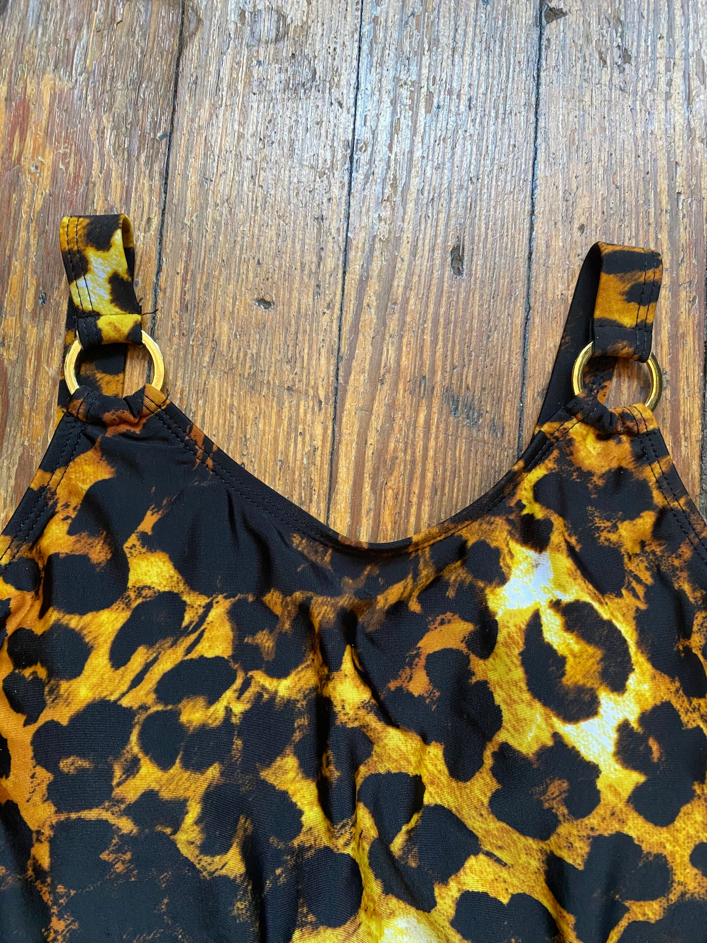Leopard Print One Piece w/ Built-in Skirt
