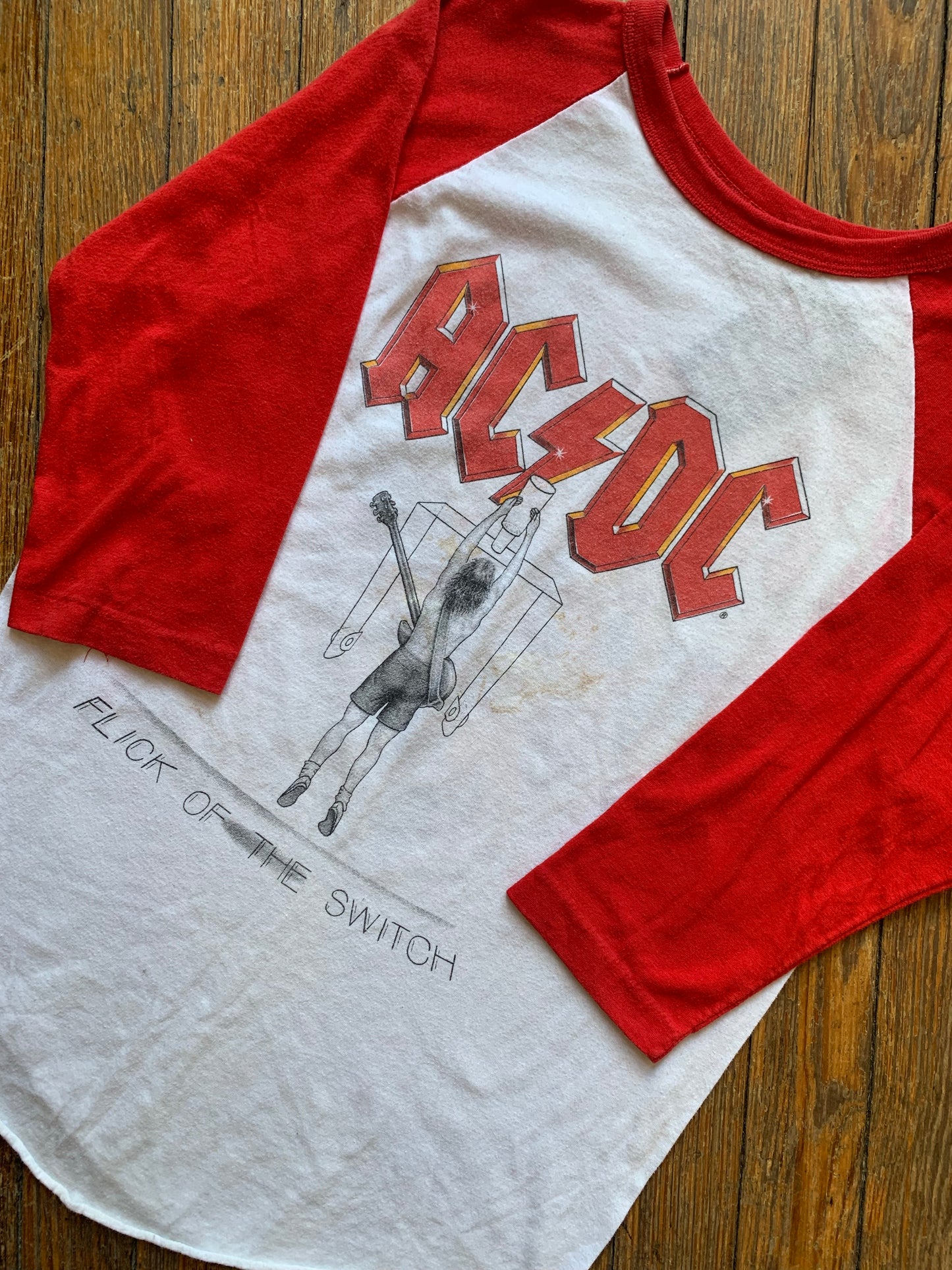 Vintage AC⚡️DC 1983 The Switch Is On Tour Raglan T-Shirt