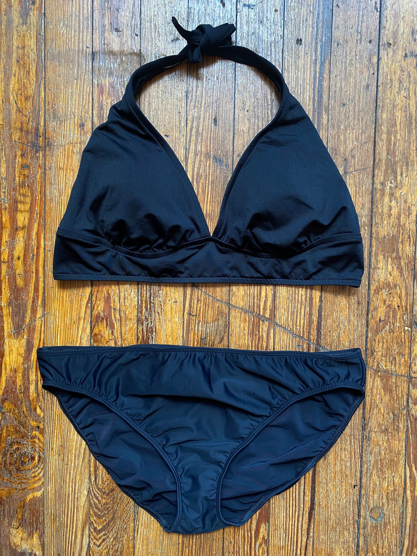 Black Halter Two Piece Swimsuit