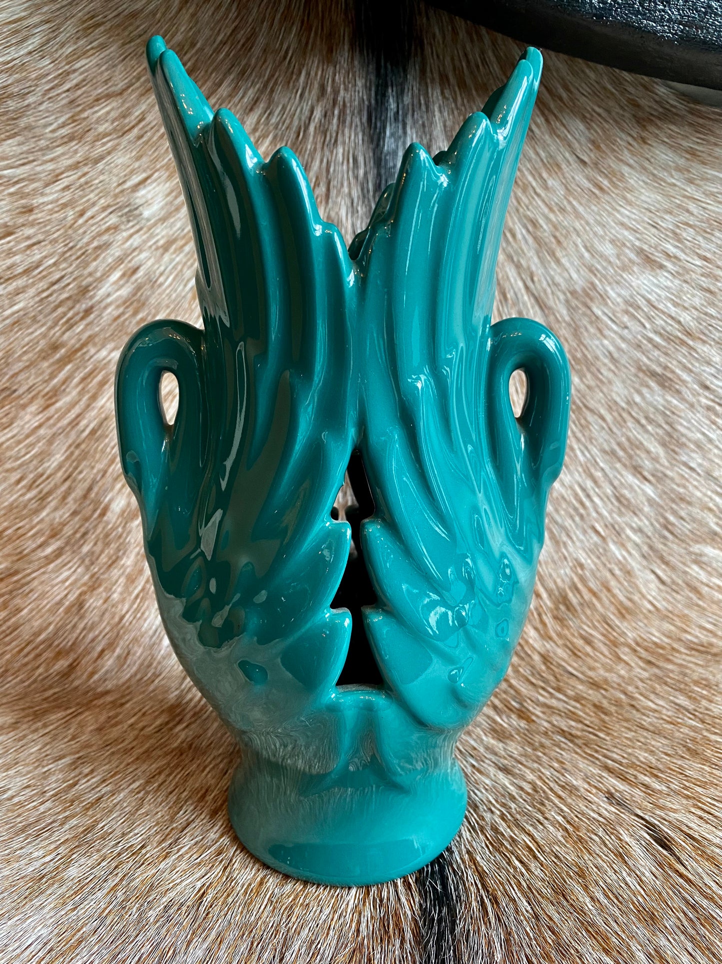 Teal Art Nouveau Vase
