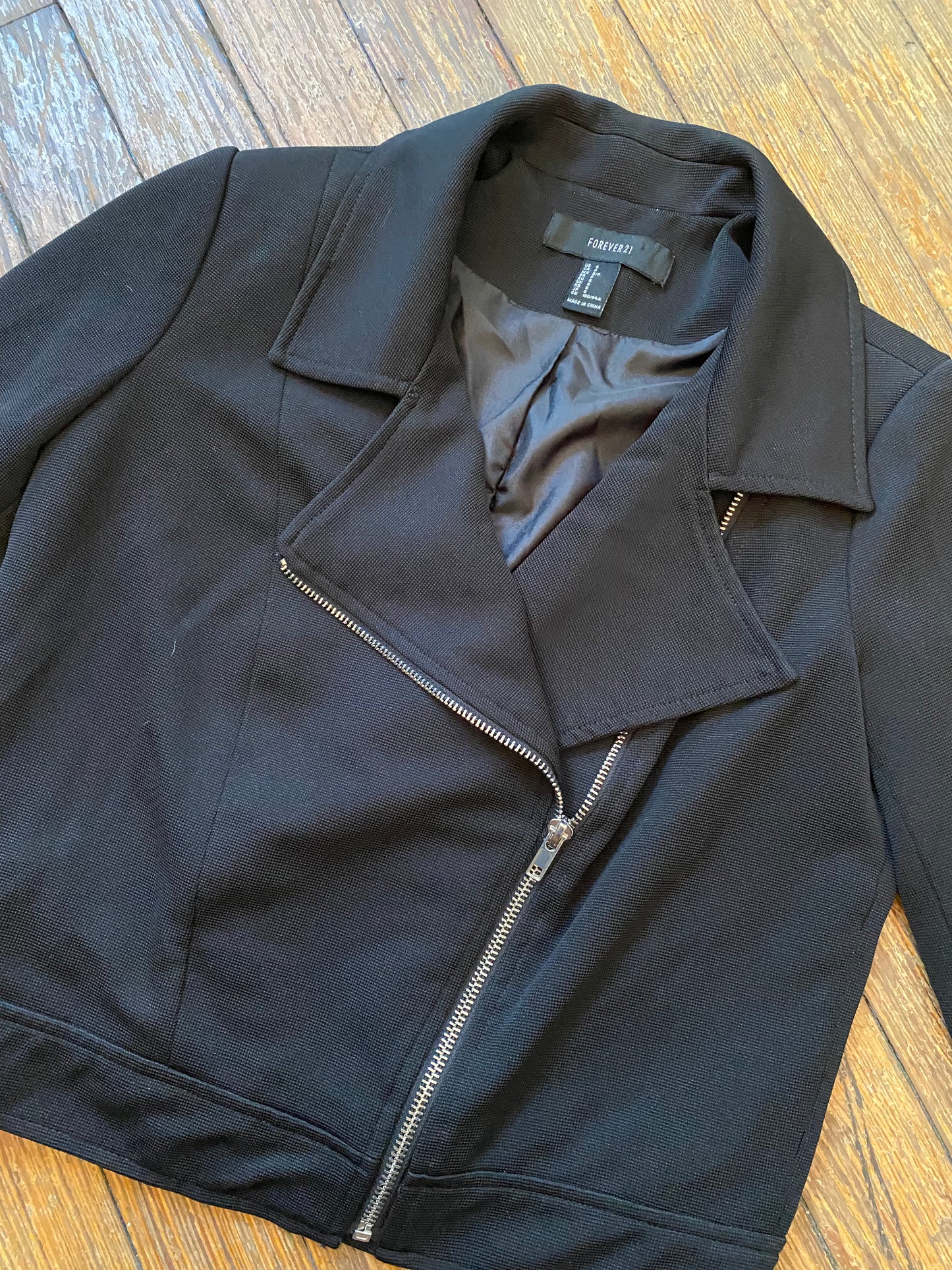 Black Textured Moto Jacket