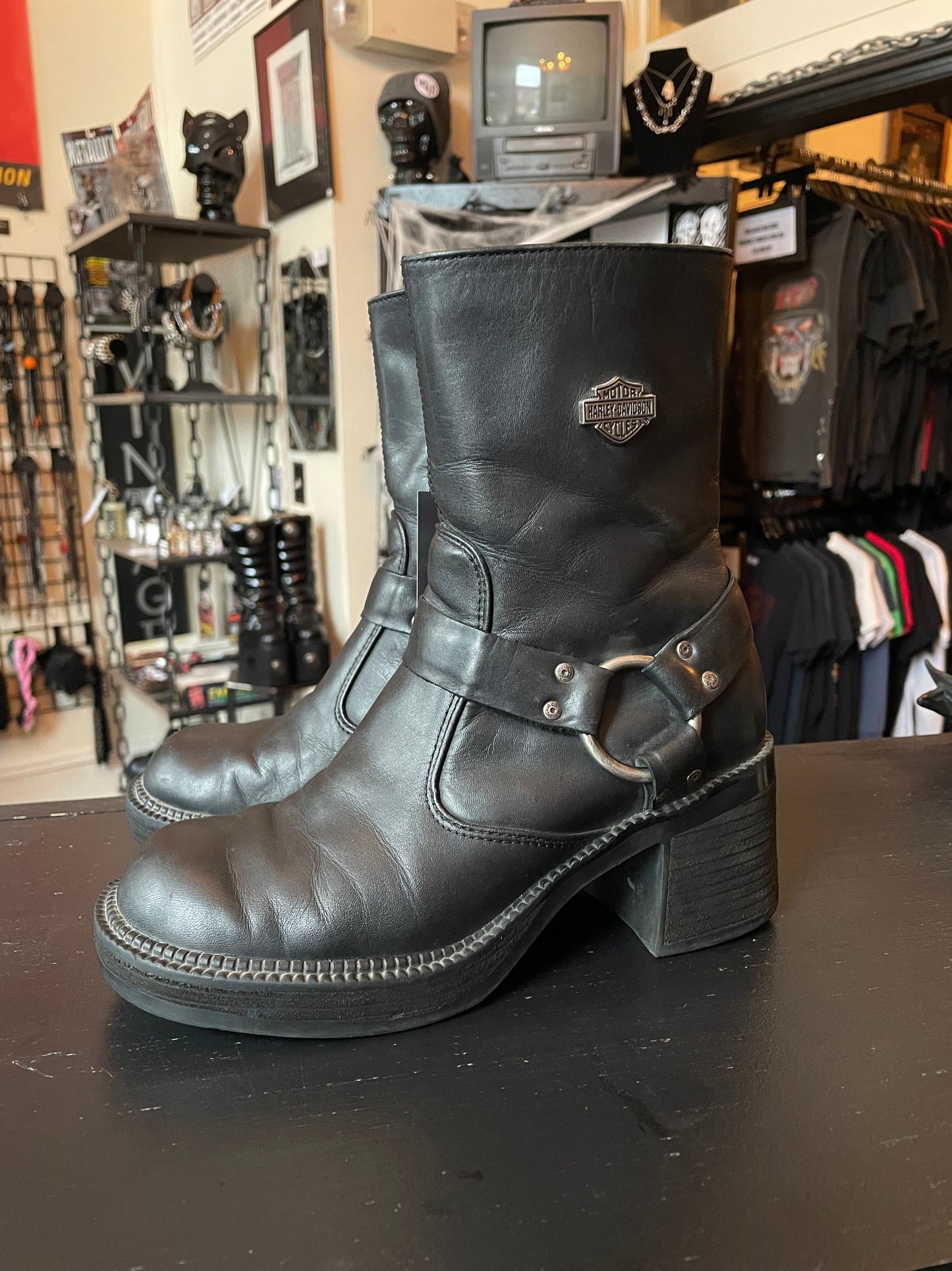 90’s Style Harley-Davidson Moto Ankle Boots