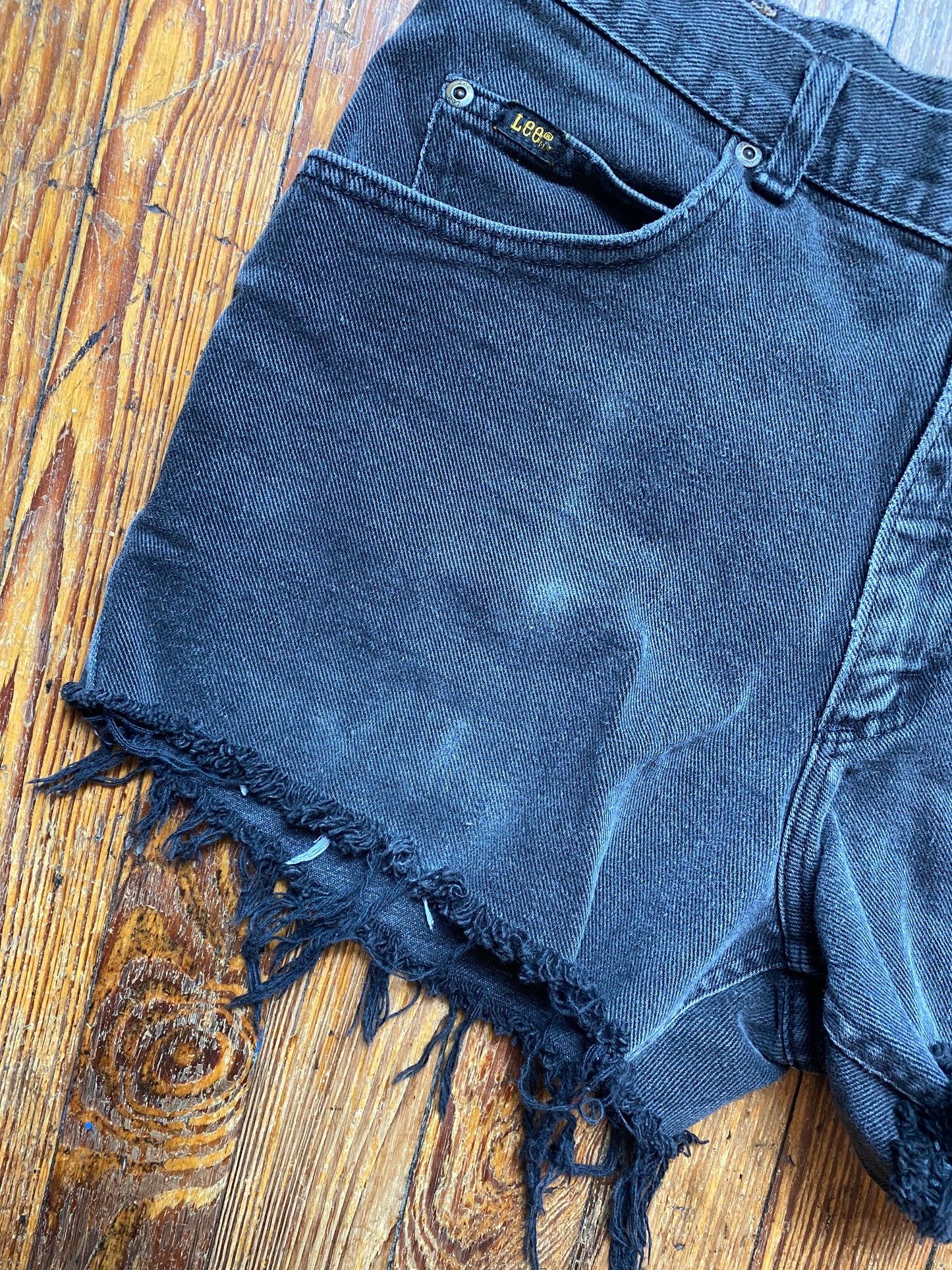 Vintage Lee Faded Black Denim Shorts