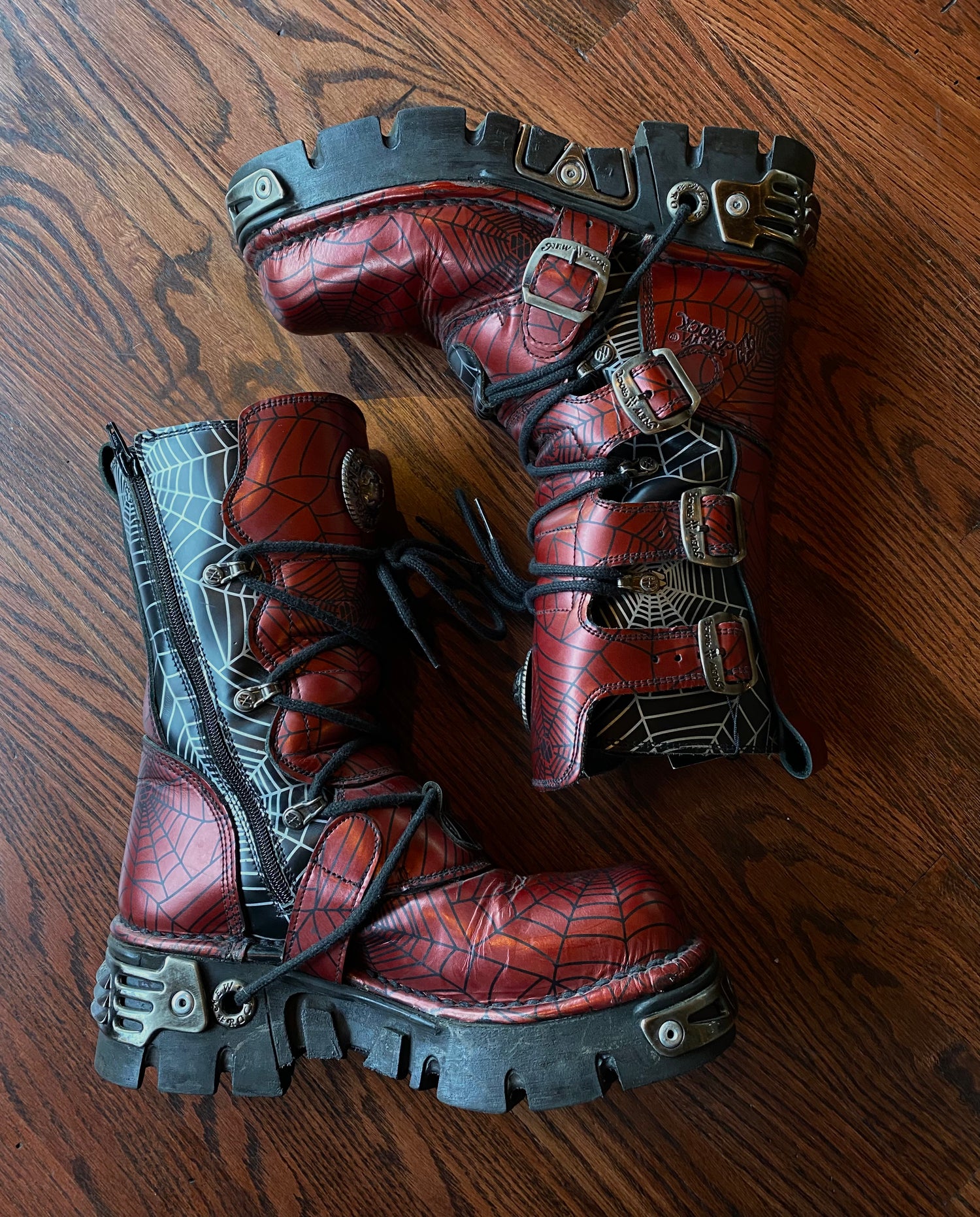 New rock sales spider web boots