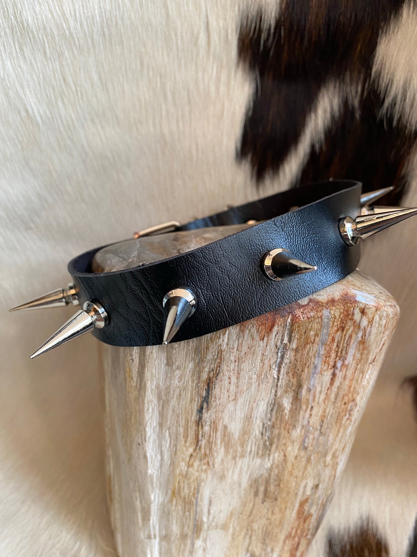 Vegan Leather Silver Spiked Choker