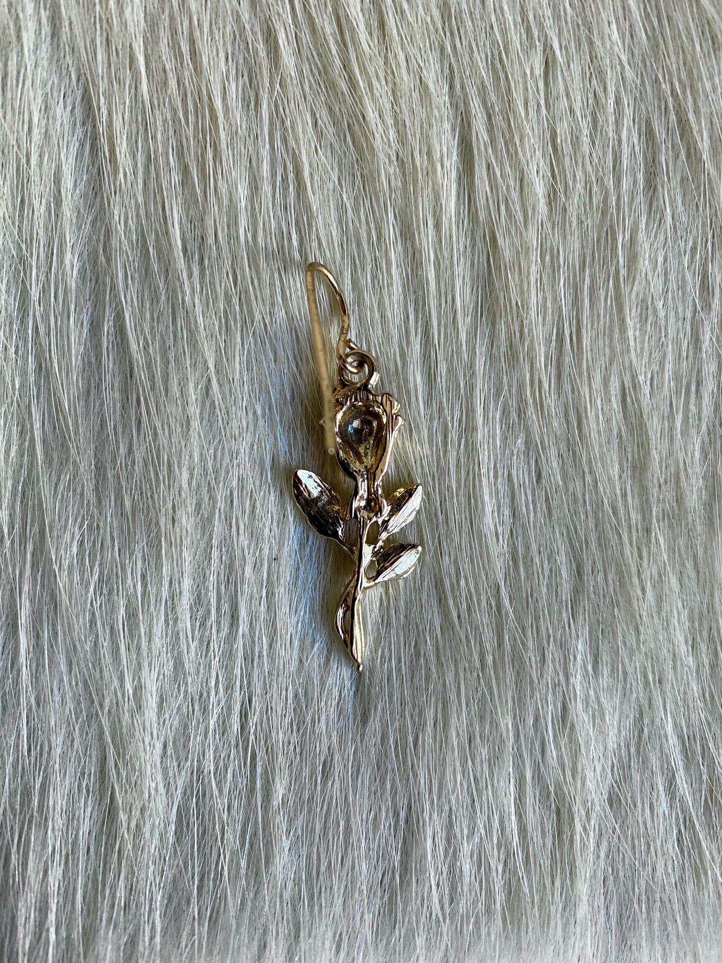 Single Gold Rose Dangle Earring