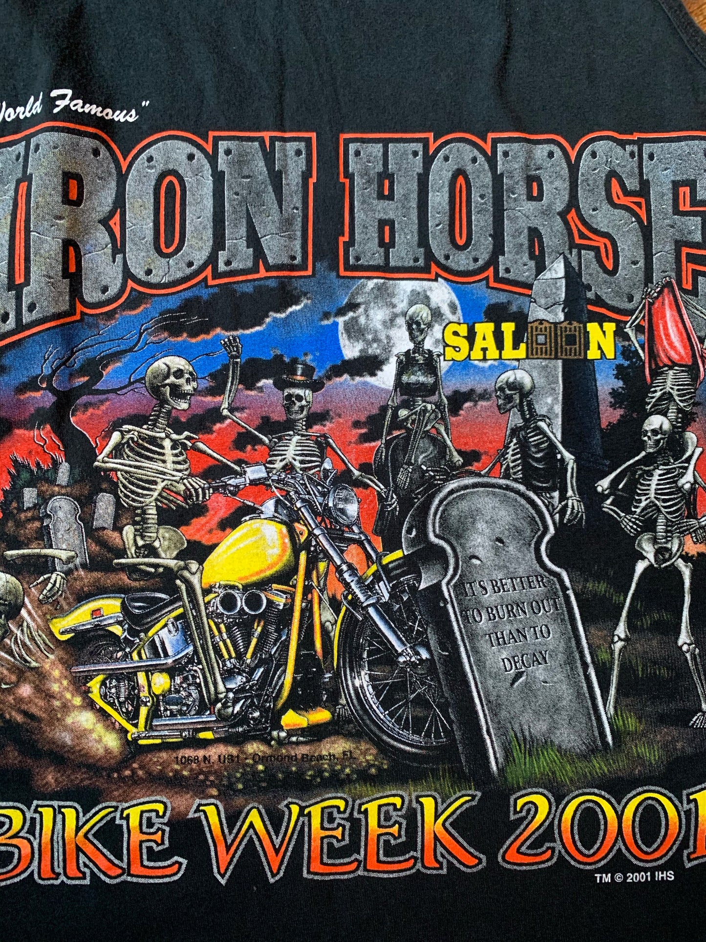 2001 Iron Horse Saloon Bike Week Skeleton Party Tank Top