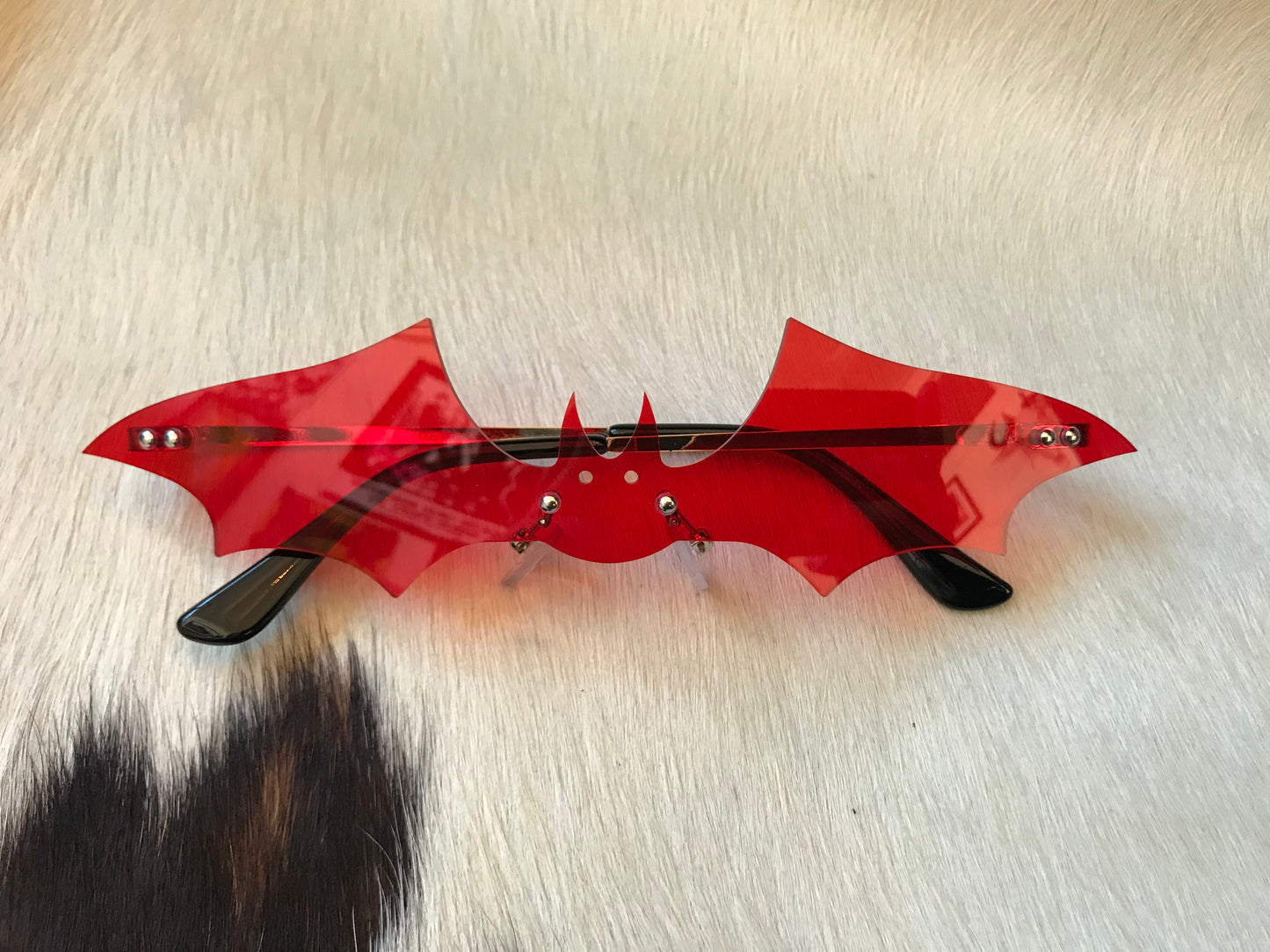 Red Lense Bat Shaped Sunglasses