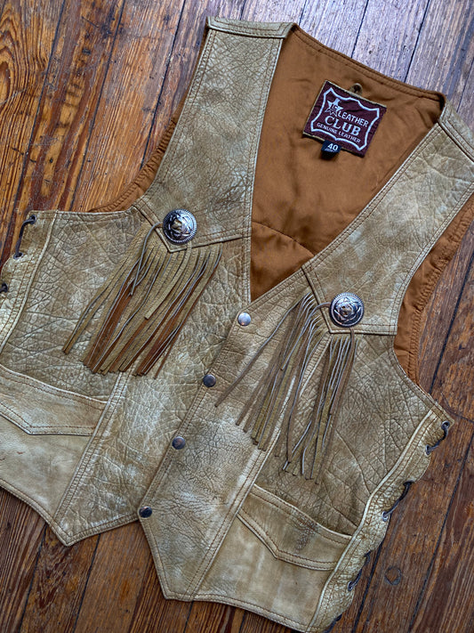 Vintage Leather Club Concho & Fringe RVA Harley Patch Vest