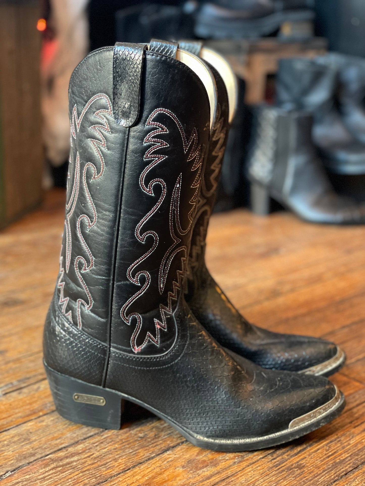 Ramrods Black Faux Snakeskin Cowboy Boots