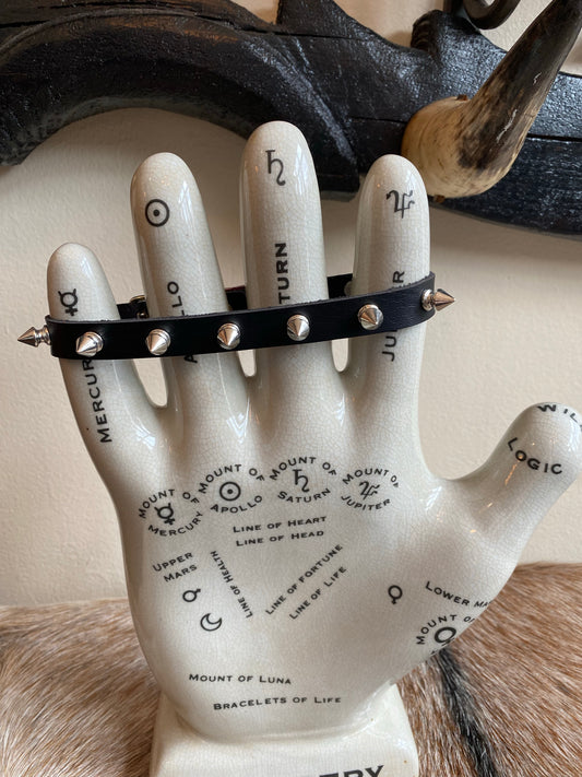 Black Vegan Leather Silver Spikes Choker