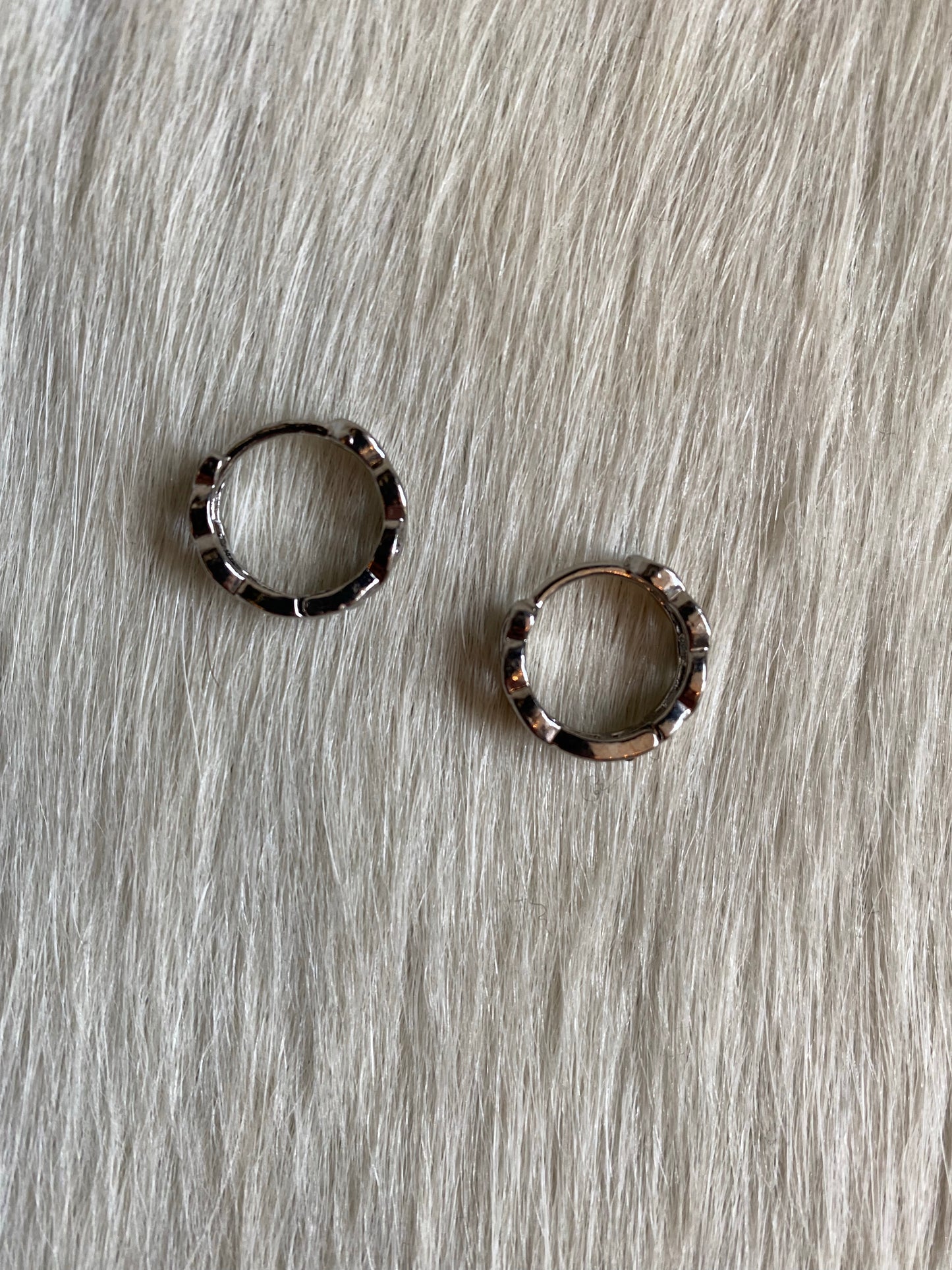 Silver Woven Design Little Hoop Earrings