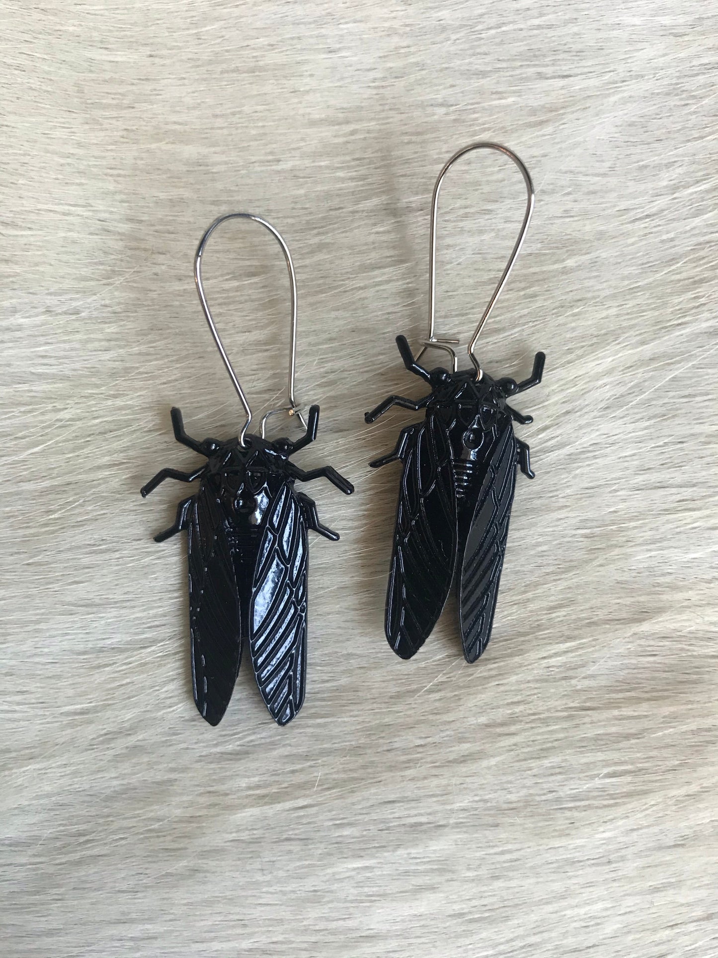 Black Cicada Dangle Earrings