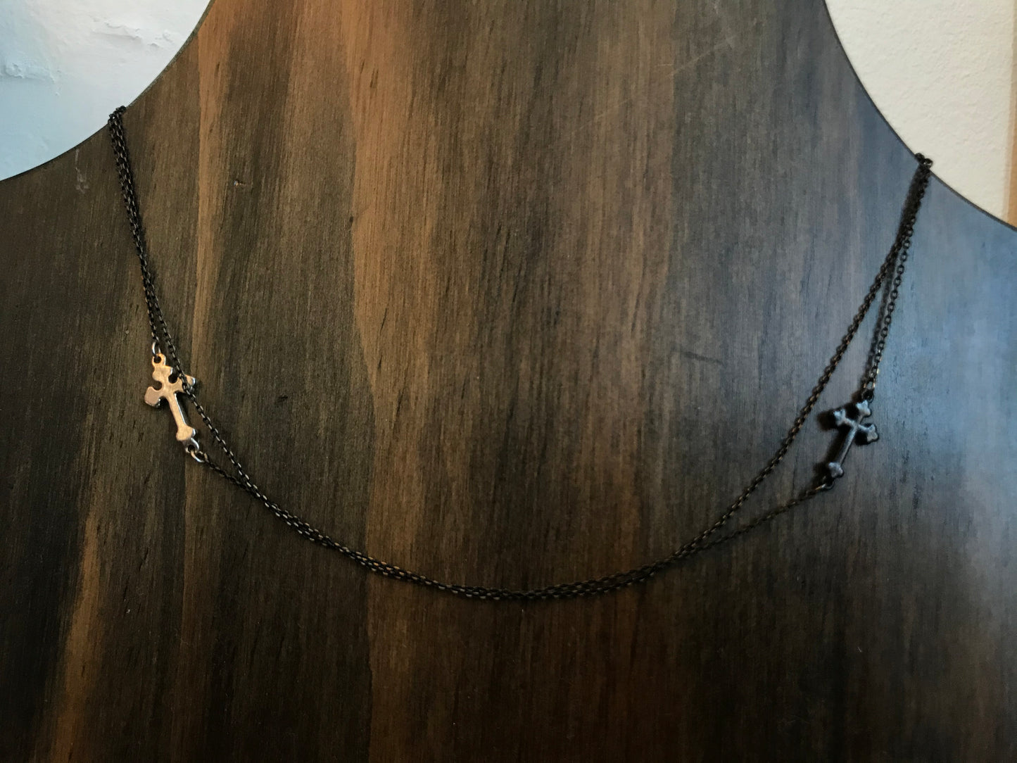 Black and Gold Cross Layered Necklaces