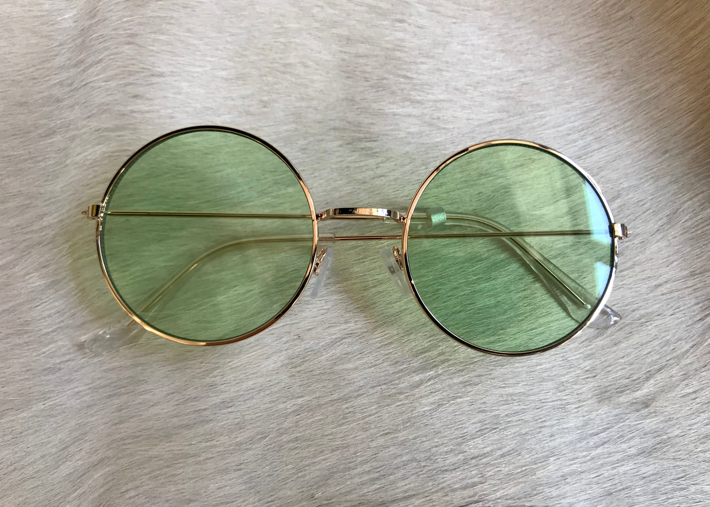 60’s Style Round Green Lens Sunglasses