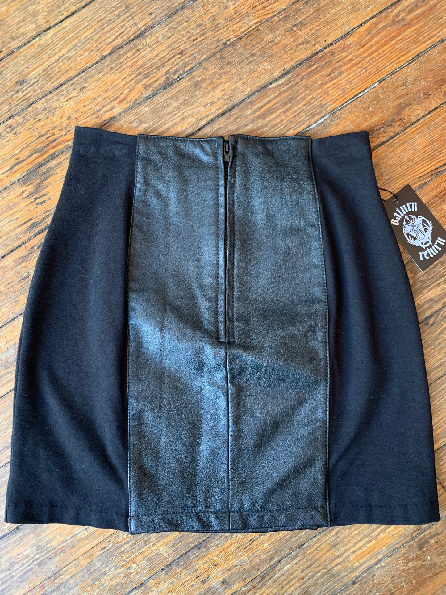 Wilson’s Black Leather Panel Mini Skirt