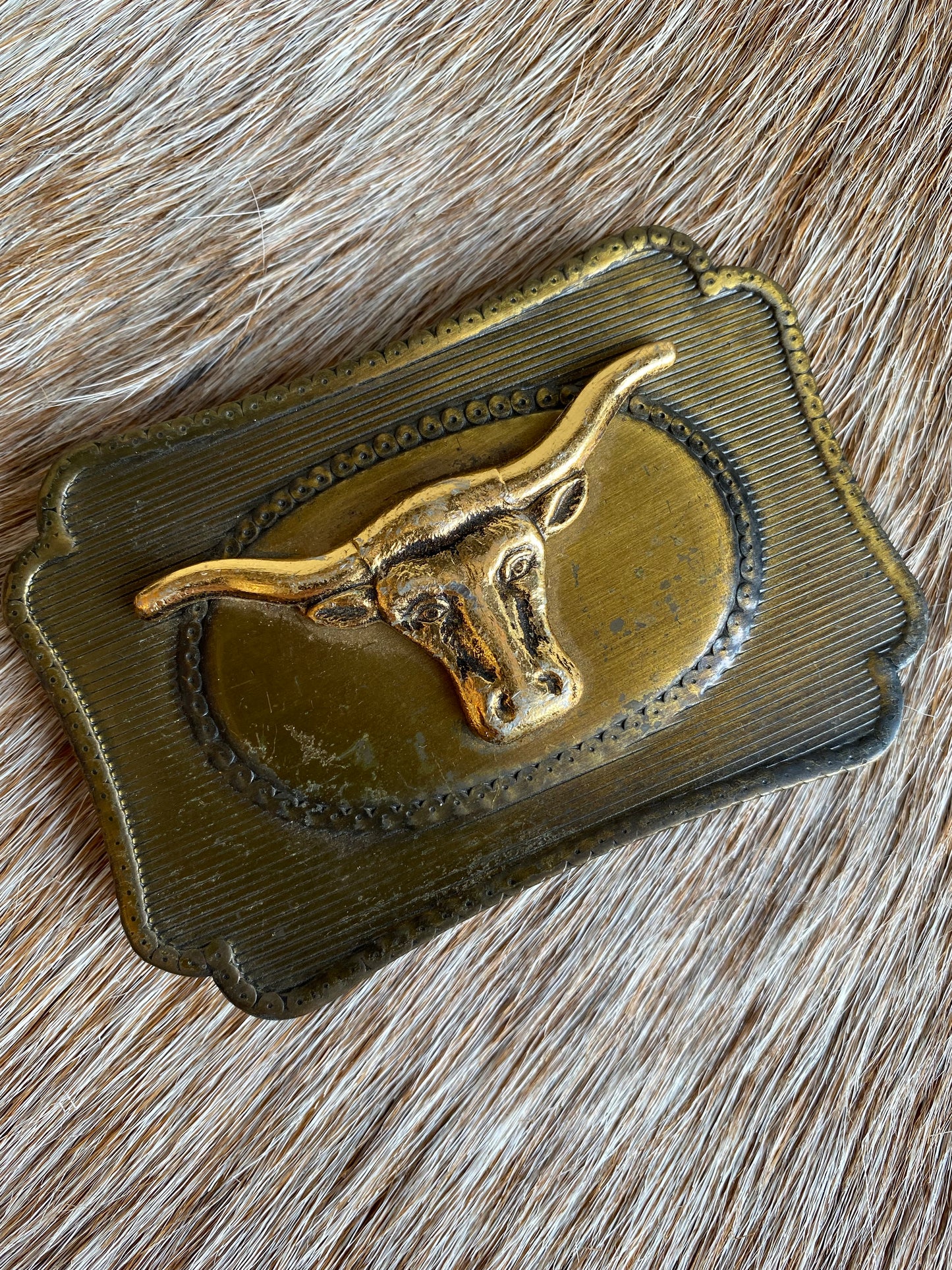 Gold Western Style Bull Belt Buckle