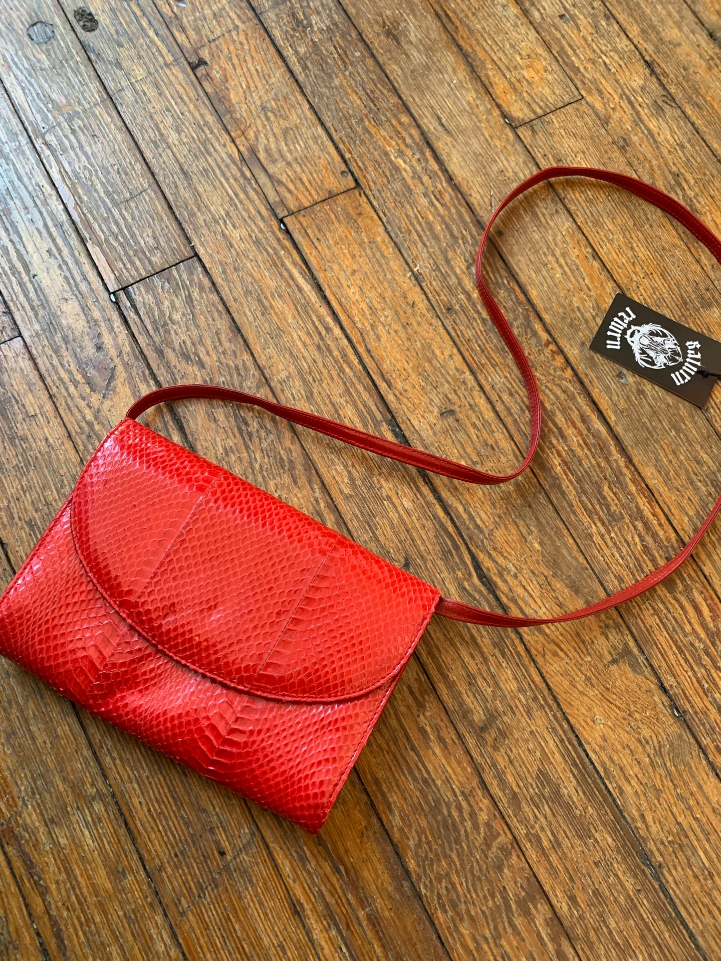 Vintage Red Snakeskin Giani Bernini Crossbody Purse
