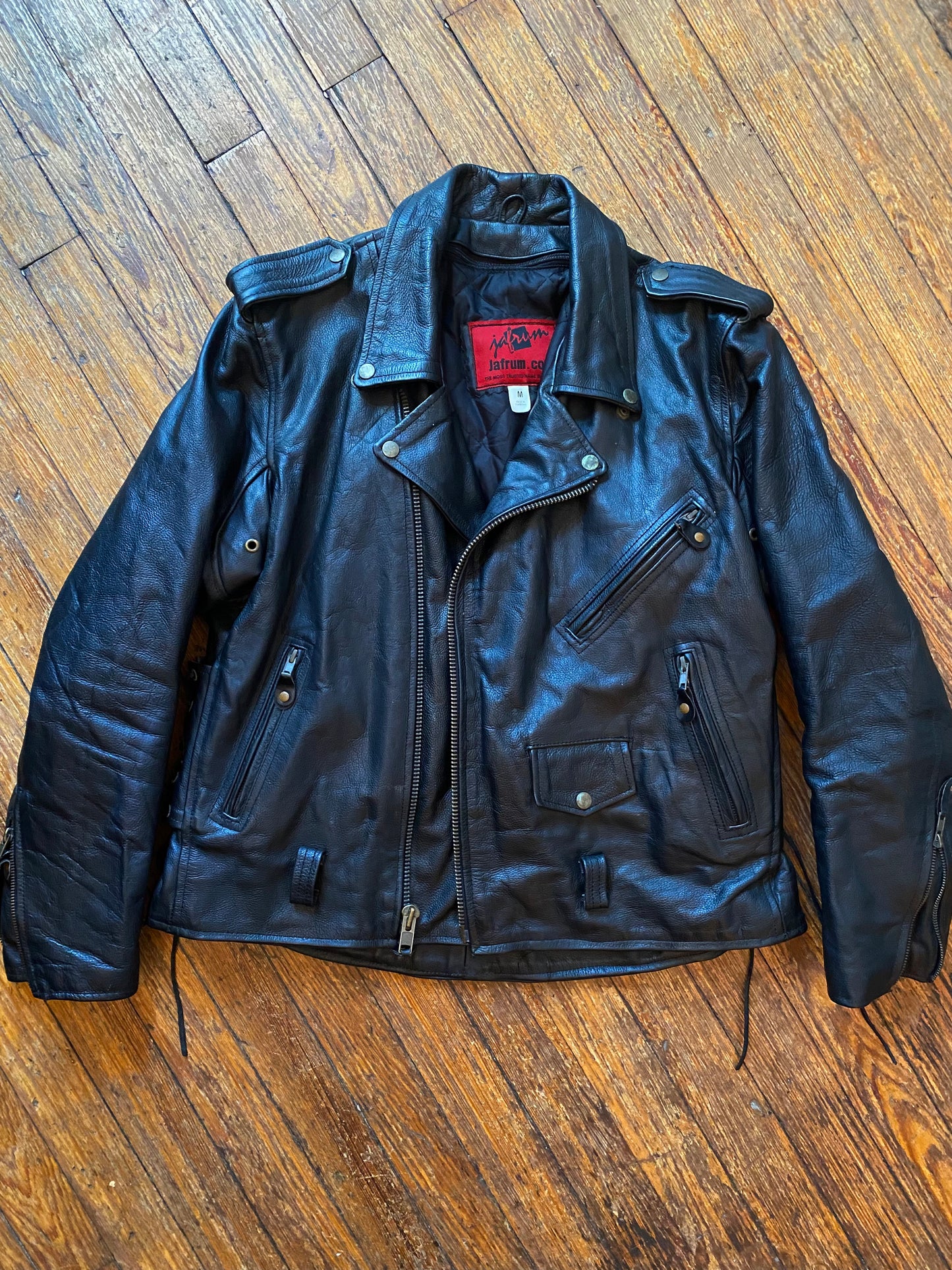 Vintage Jafrum Leather Motorcycle Jacket w/ Removable Lining