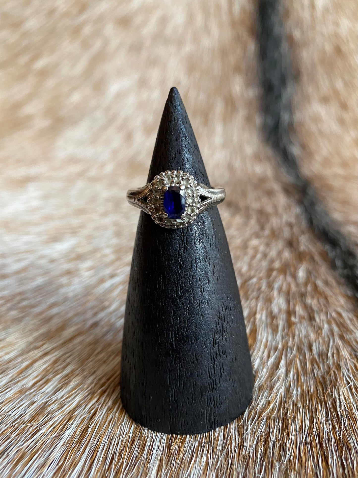 Sterling Silver Sapphire Crystal Ring