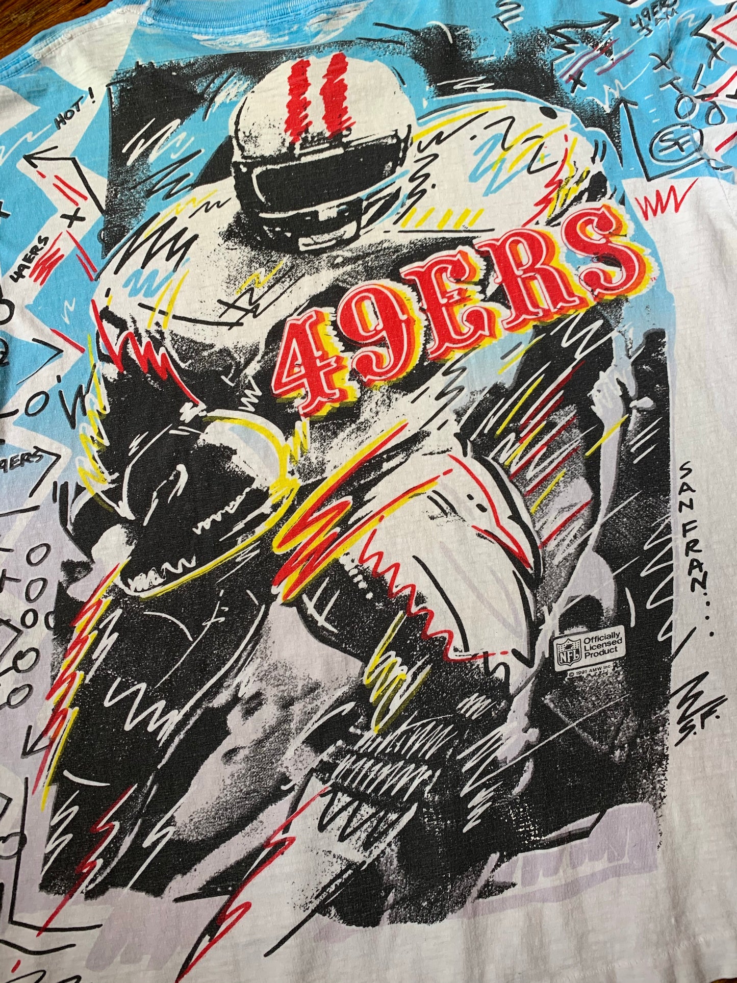 Vintage 1991 All Over Print 49ers Football T-Shirt