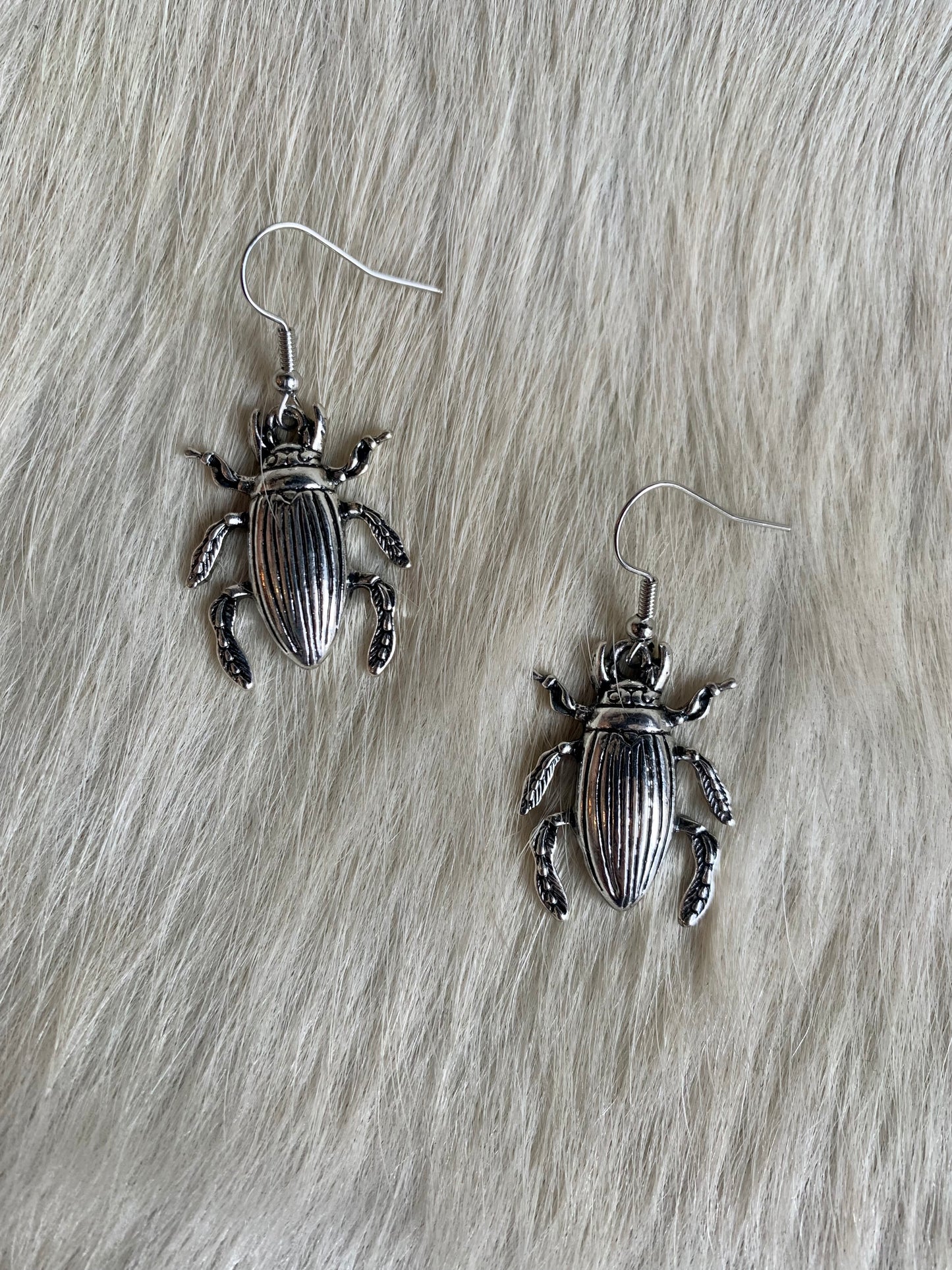 Silver Beetle Earrings