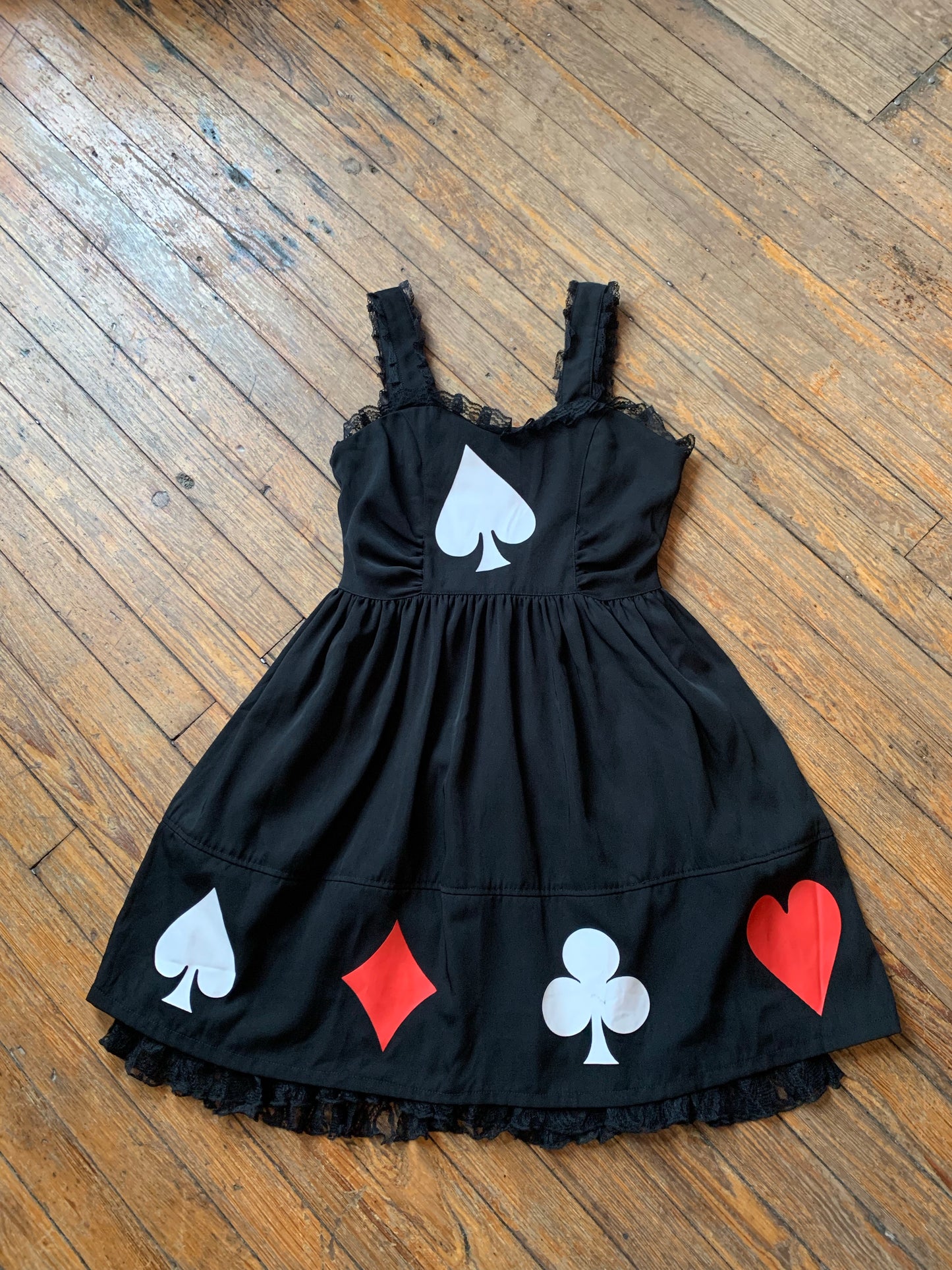 Black Playing Card Suit Frilly Dress