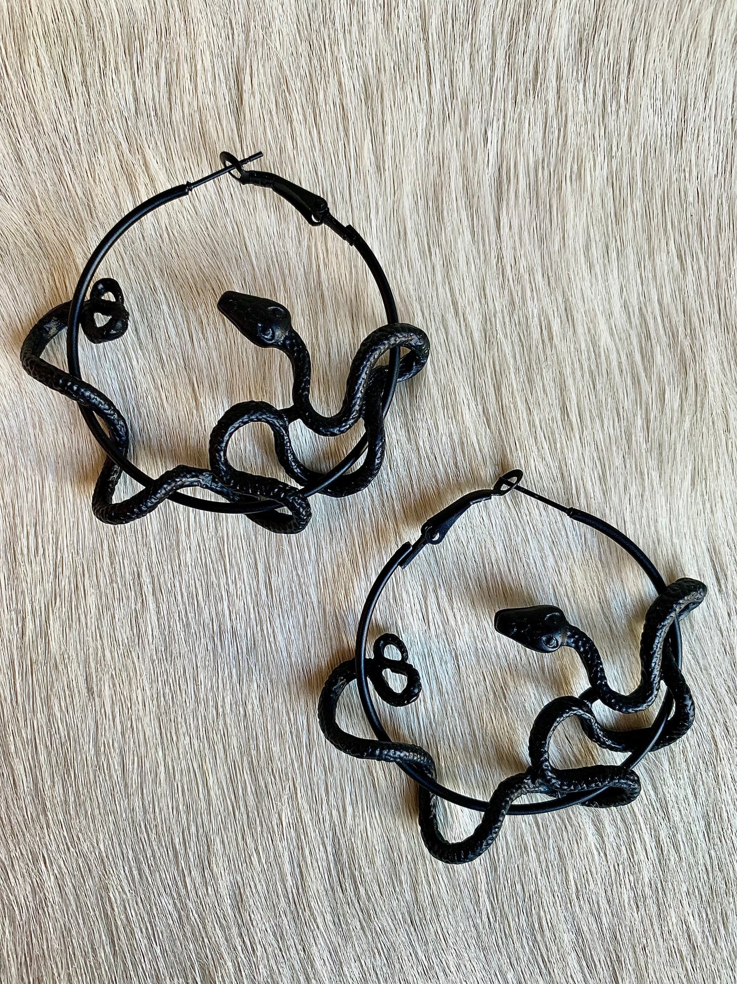 Black Snake Hoop Earrings