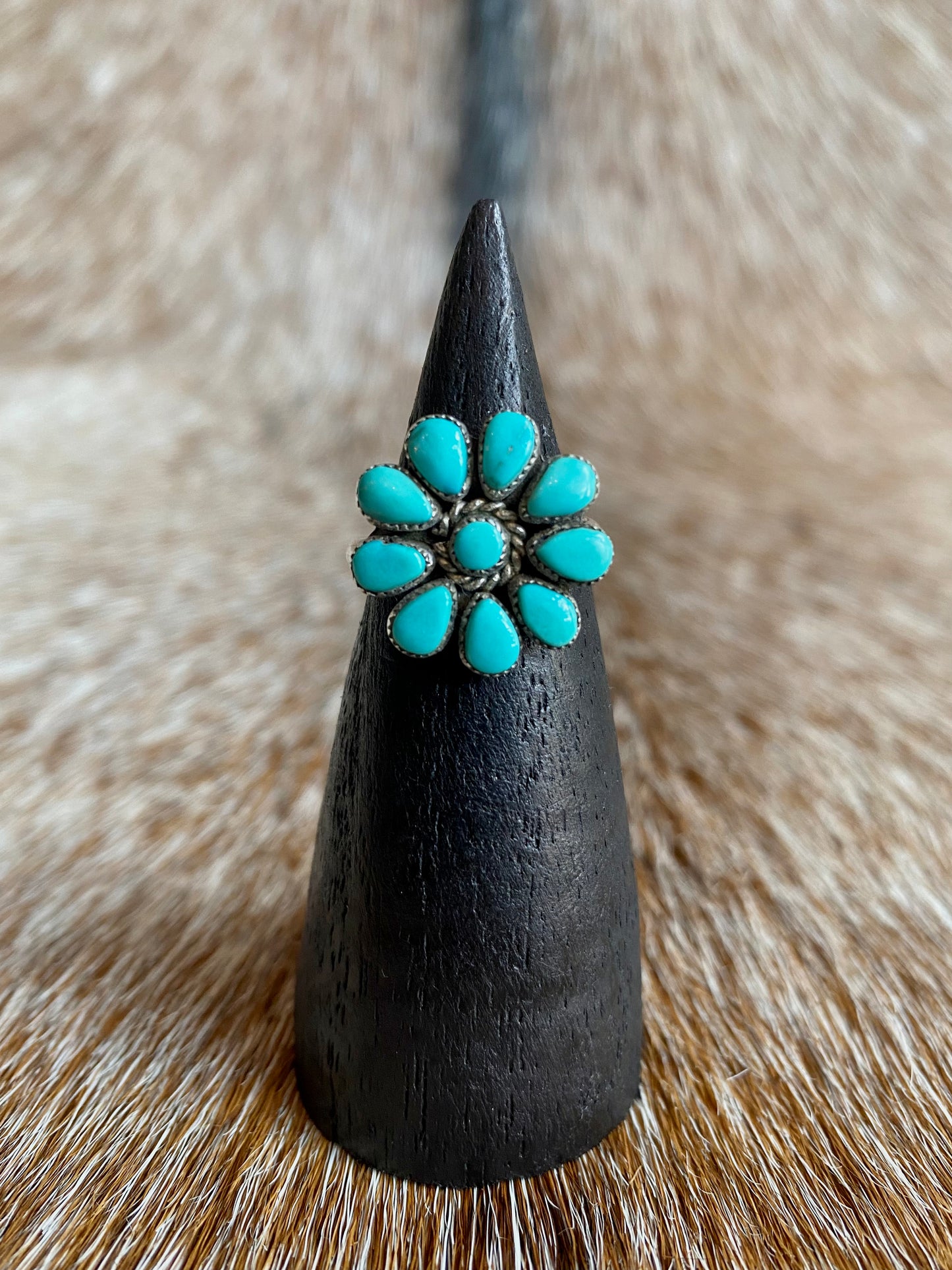 Sterling Silver Flower Turquoise Ring