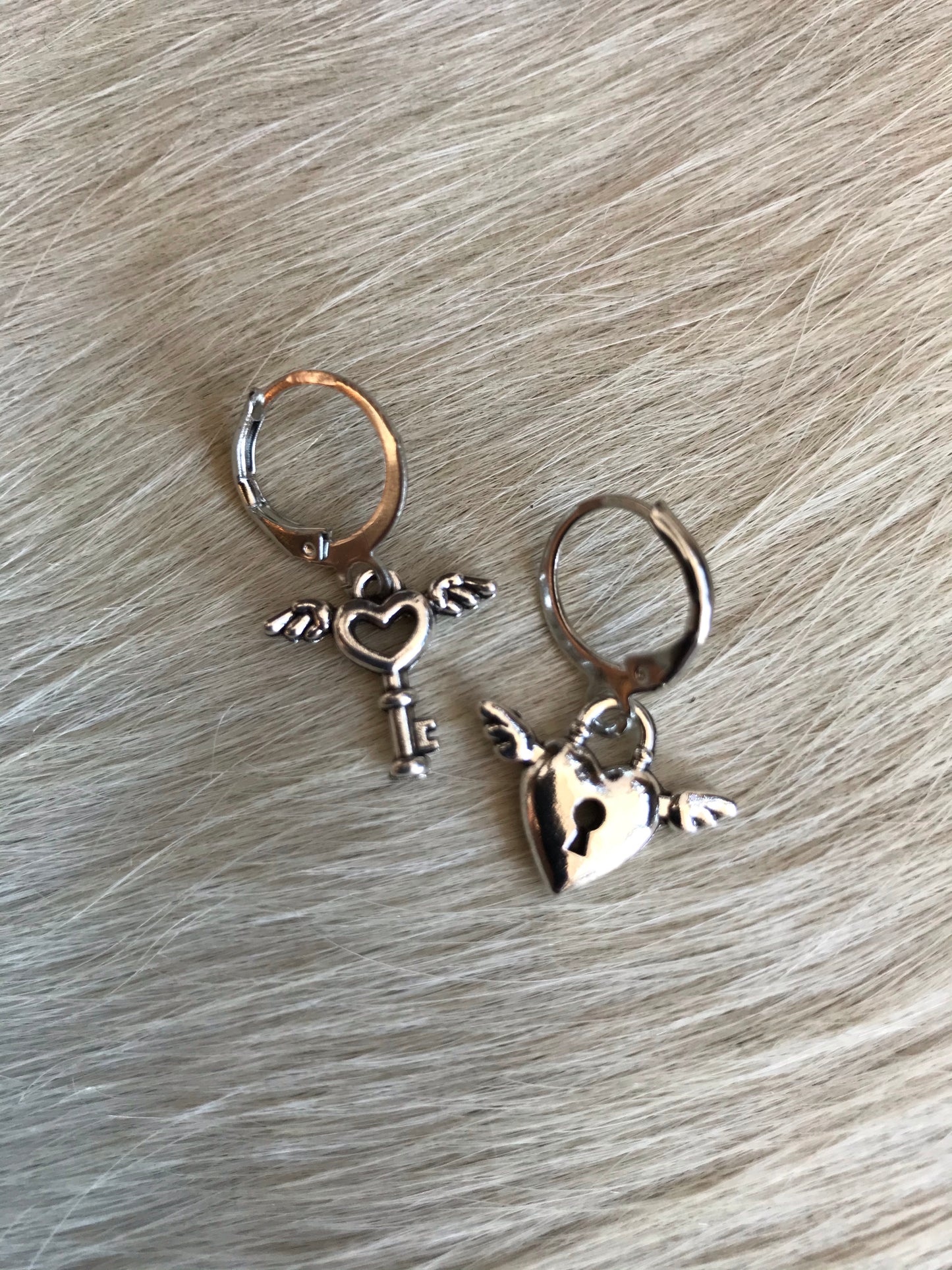 Lock n Key Tiny Dangle Earrings